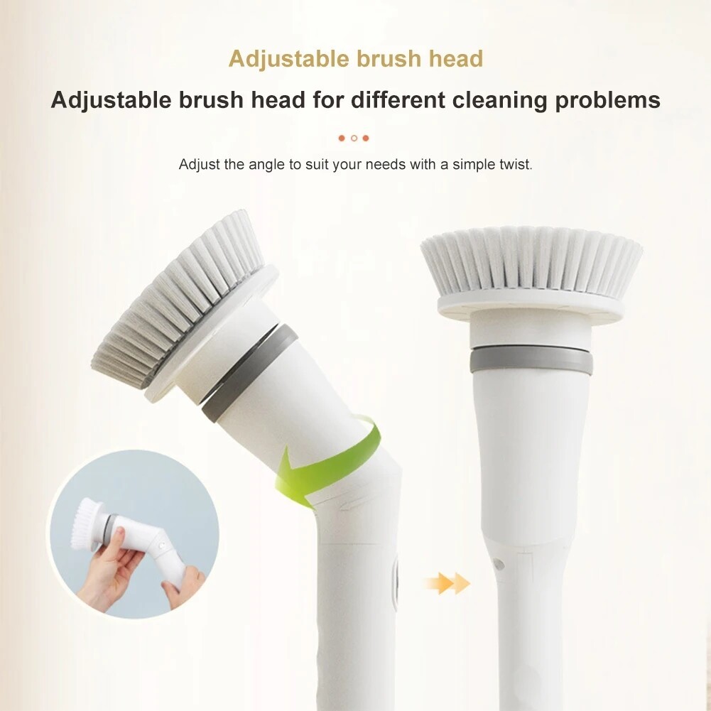 Electric Spin Scrubber Cordless Bathroom Scrubber with 6 Heads Telescopic Handle