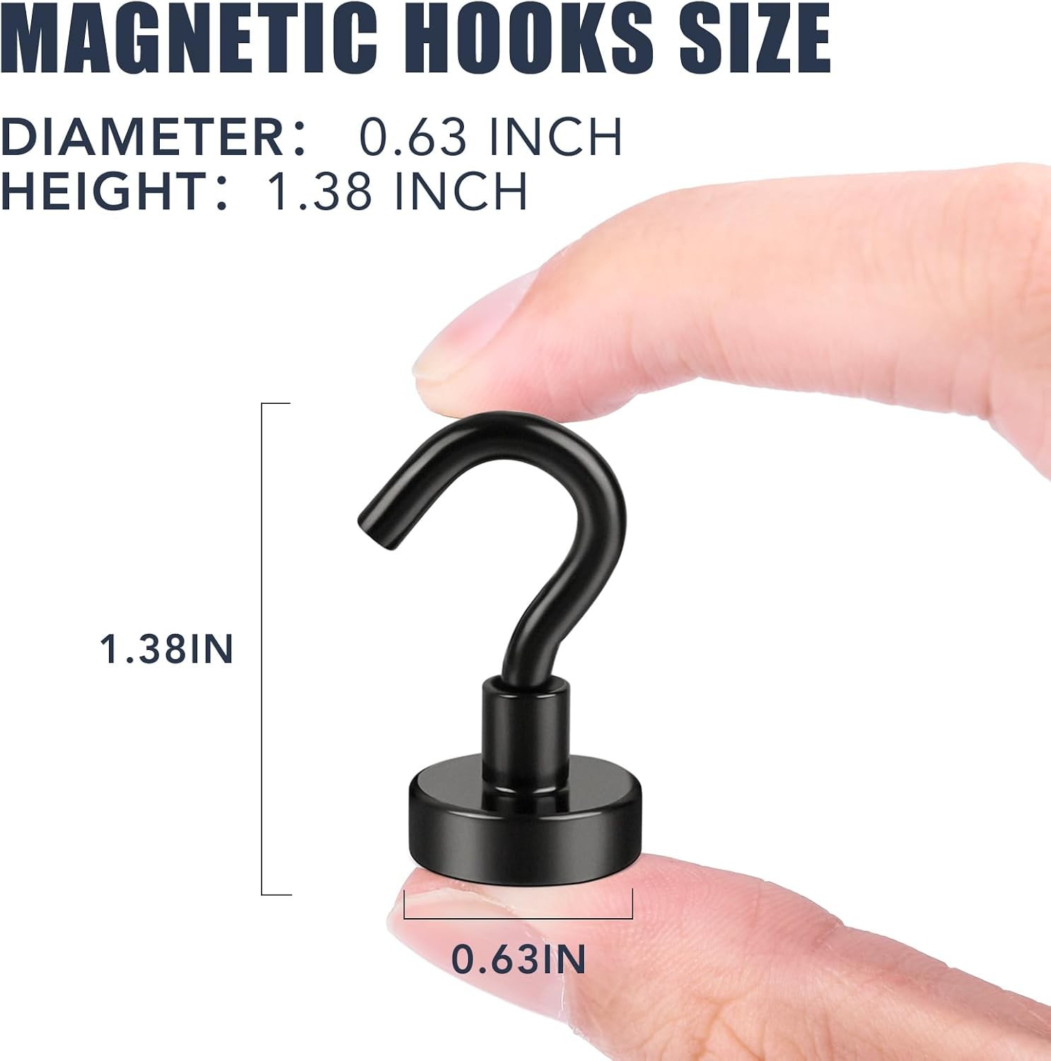Magnetic Hooks, 30LB Magnet Hook for Cruise,Black,6 Pack | Heavy Duty with Epoxy
