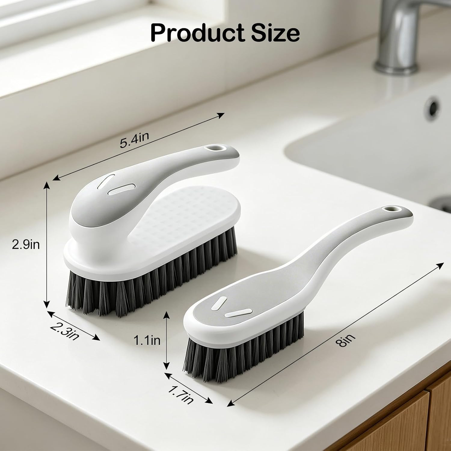Soft Bristle Scrub Cleaning Brush 3 Pack Laundry Brush Gray White | Soft Scrub B