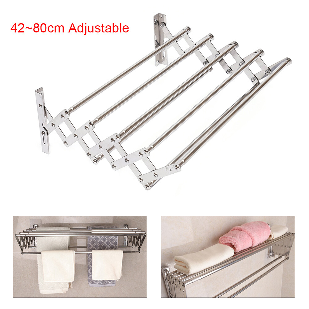 Wall Mounted Clothes Drying Rack Shelf Folding Dryer Hanger For Laundry Room