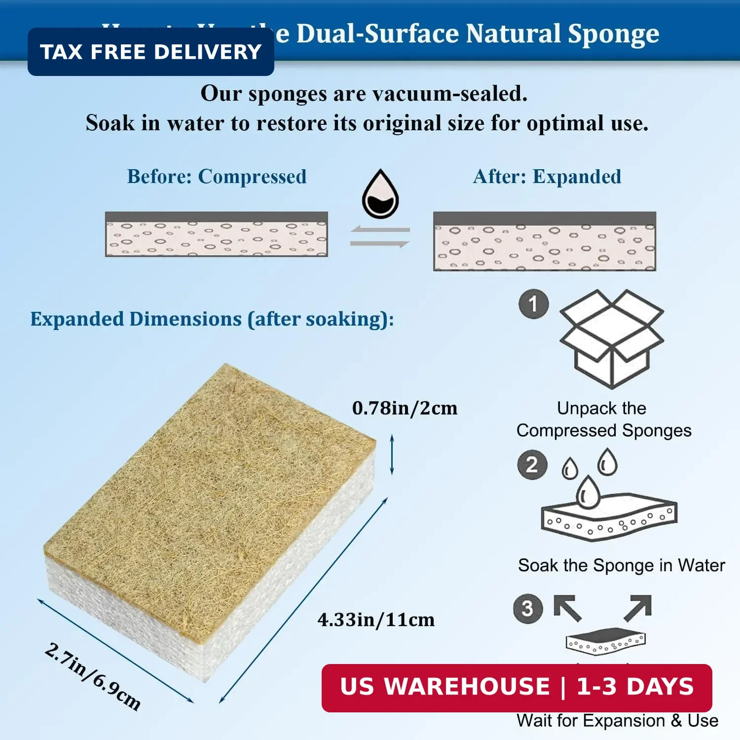 Natural Kitchen Sponges, 12 Pack Eco Biodegradable Compostable Coconut Fiber & C