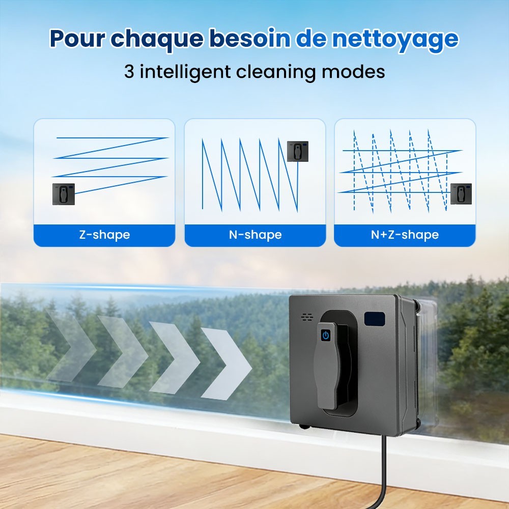 Smart Window Cleaner Robot Automatic Double Spray Head 50ml Water Tank Remote