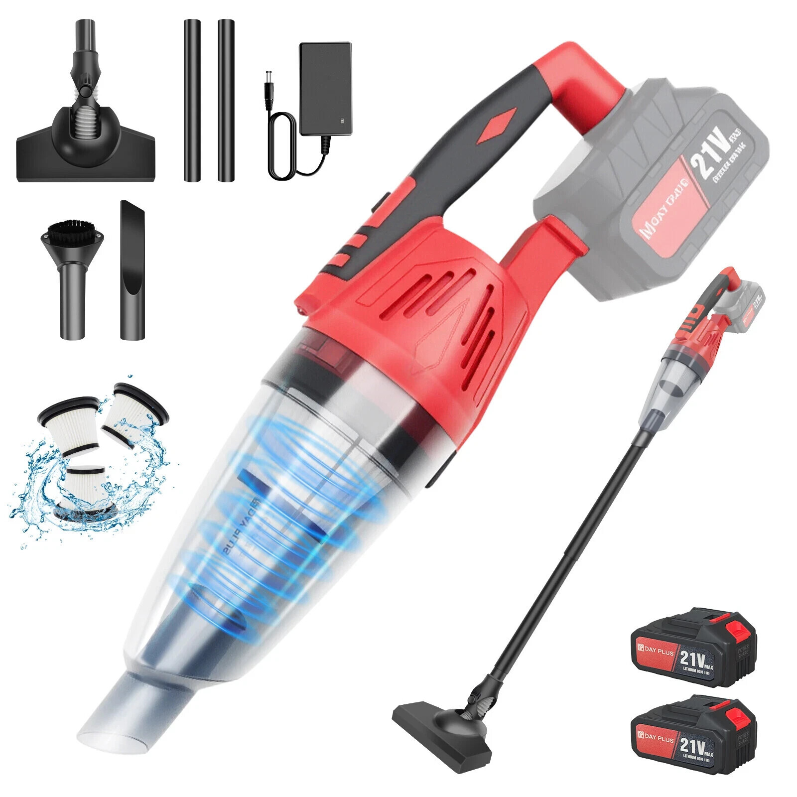 Cordless Vacuum Cleaner 3 in 1 Rechargeable Lightweight Stick Vacuum Cleaner LED
