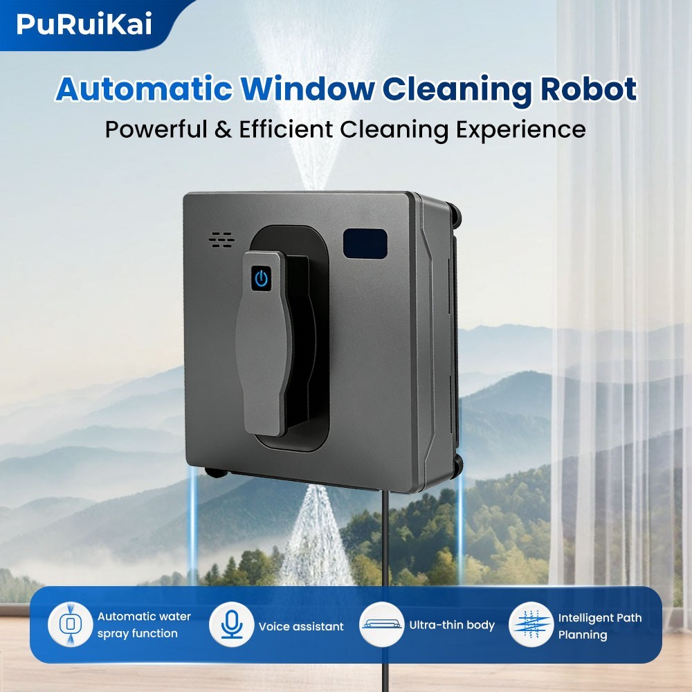 Smart Window Cleaner Robot Automatic Double Spray Head 50ml Water Tank Remote