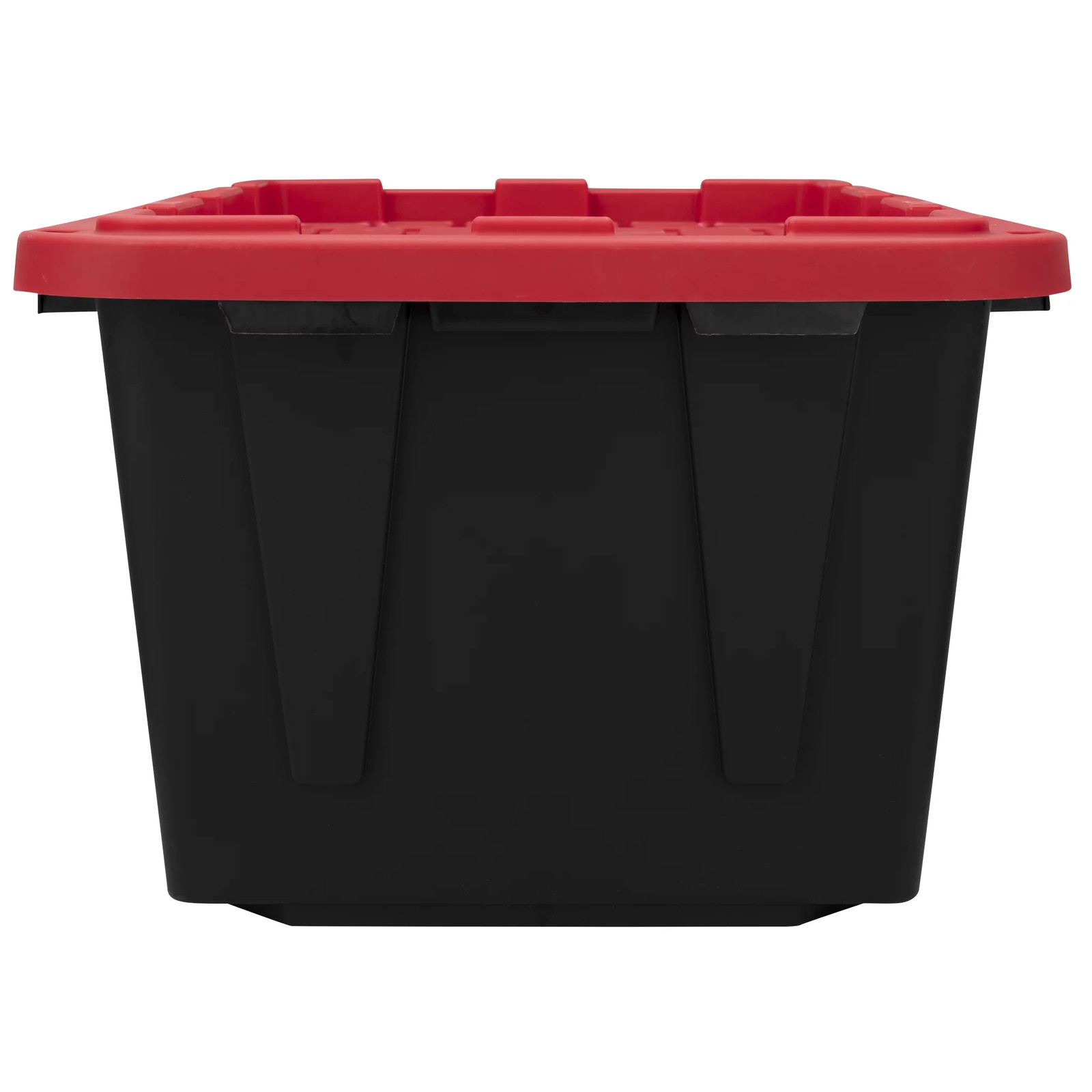 27-Gallon Plastic Storage Bin with Snap Lid, Black and Red