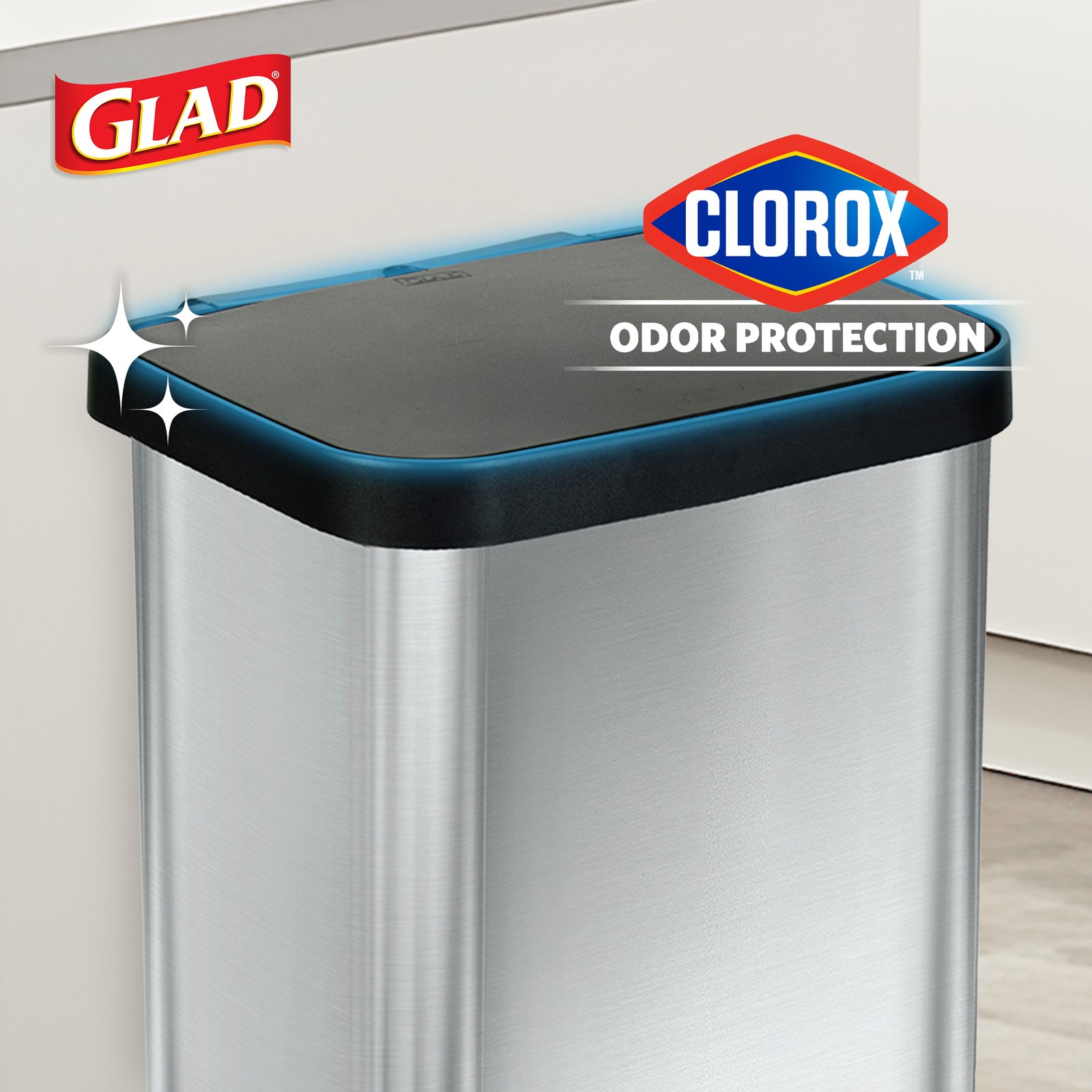 Glad Step Trash Can, Soft Close Lid Bin with Odor Protection, 20 Gal (Used)