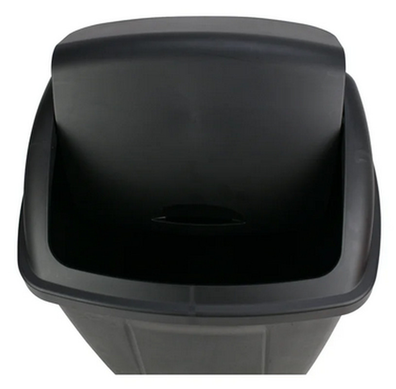 13 Gallon Trash Can, Plastic Swing Top Kitchen Trash Can, Black