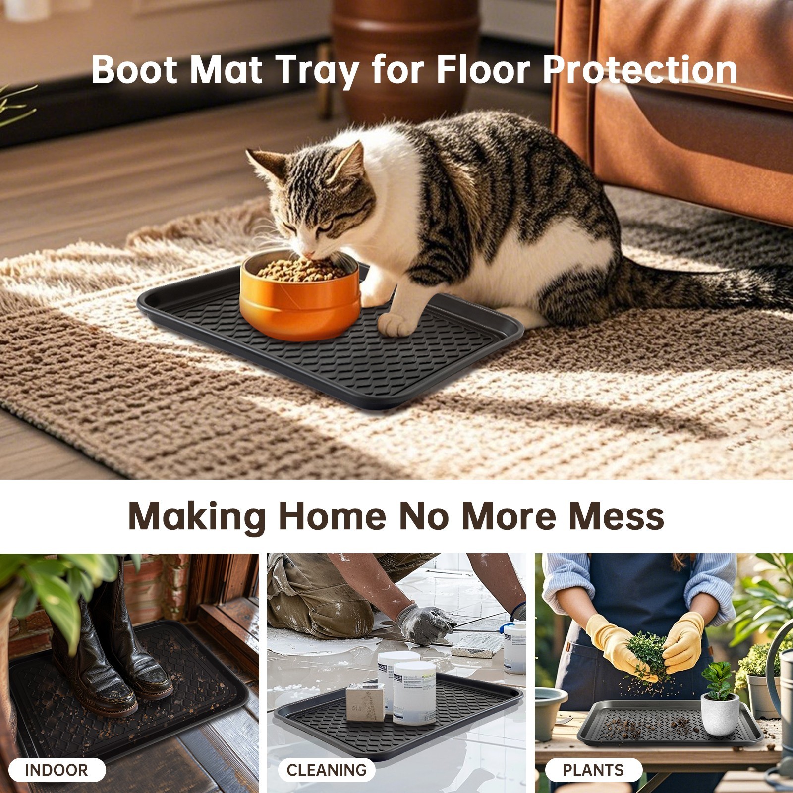 3 Pack 20″x15″ Boot Tray Entryway Shoe Trays for Indoor Outdoor Use