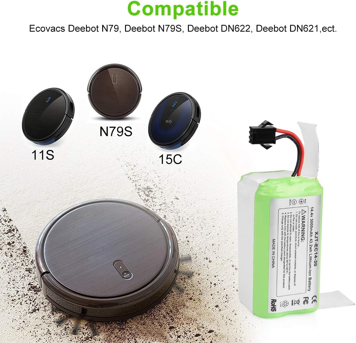 Upgraded 3500mAh N79 14.4V Battery for Eufy RoboVac 11 11S 30 15C 25C 35C Robot