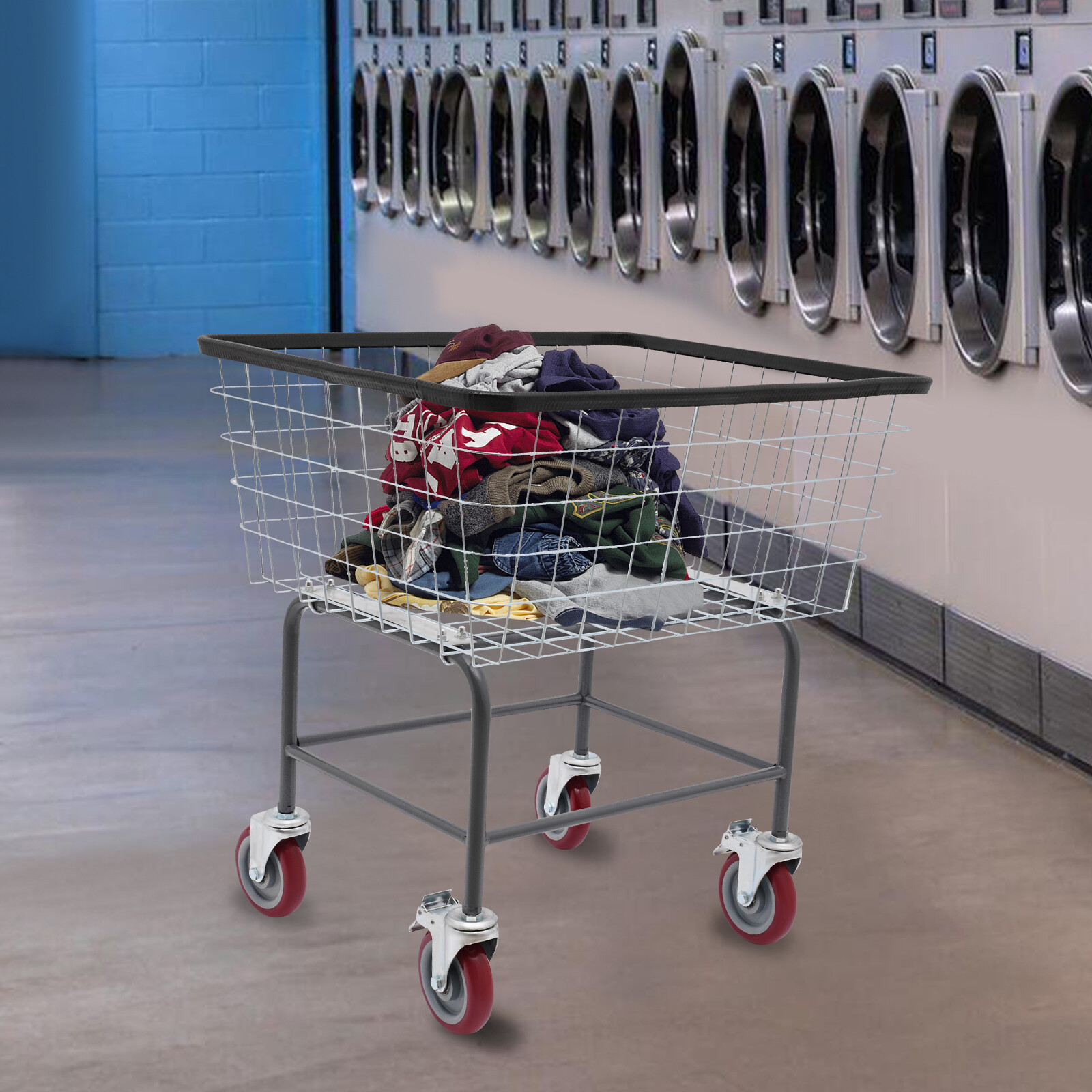 Steel Wire Laundry Cart Laundry Basket Commercial Laundry Cart With Wheels