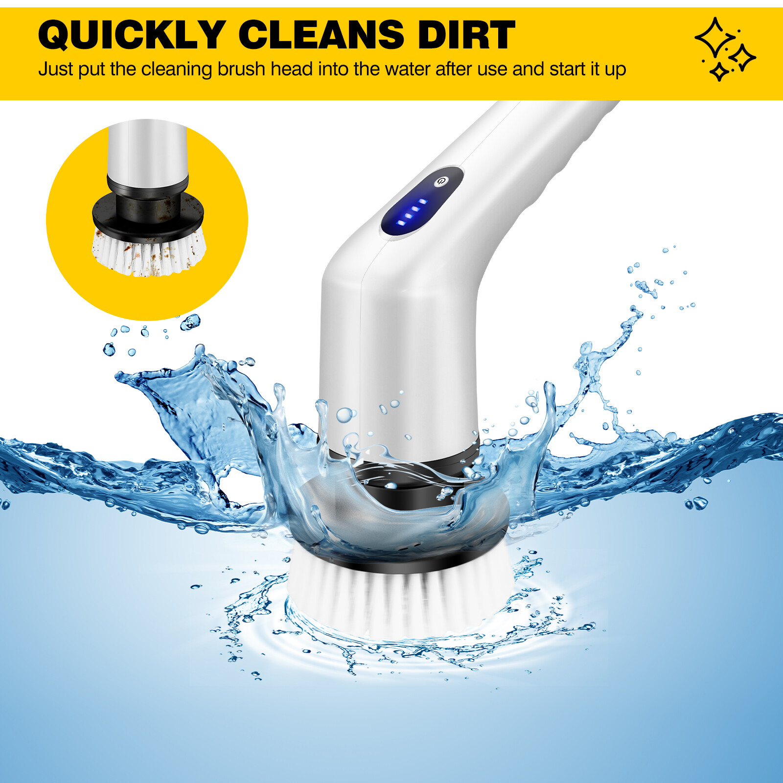3 in 1 Electric Cleaning Brush Handheld Kitchen Cleaner Cordless Spin Scrubber