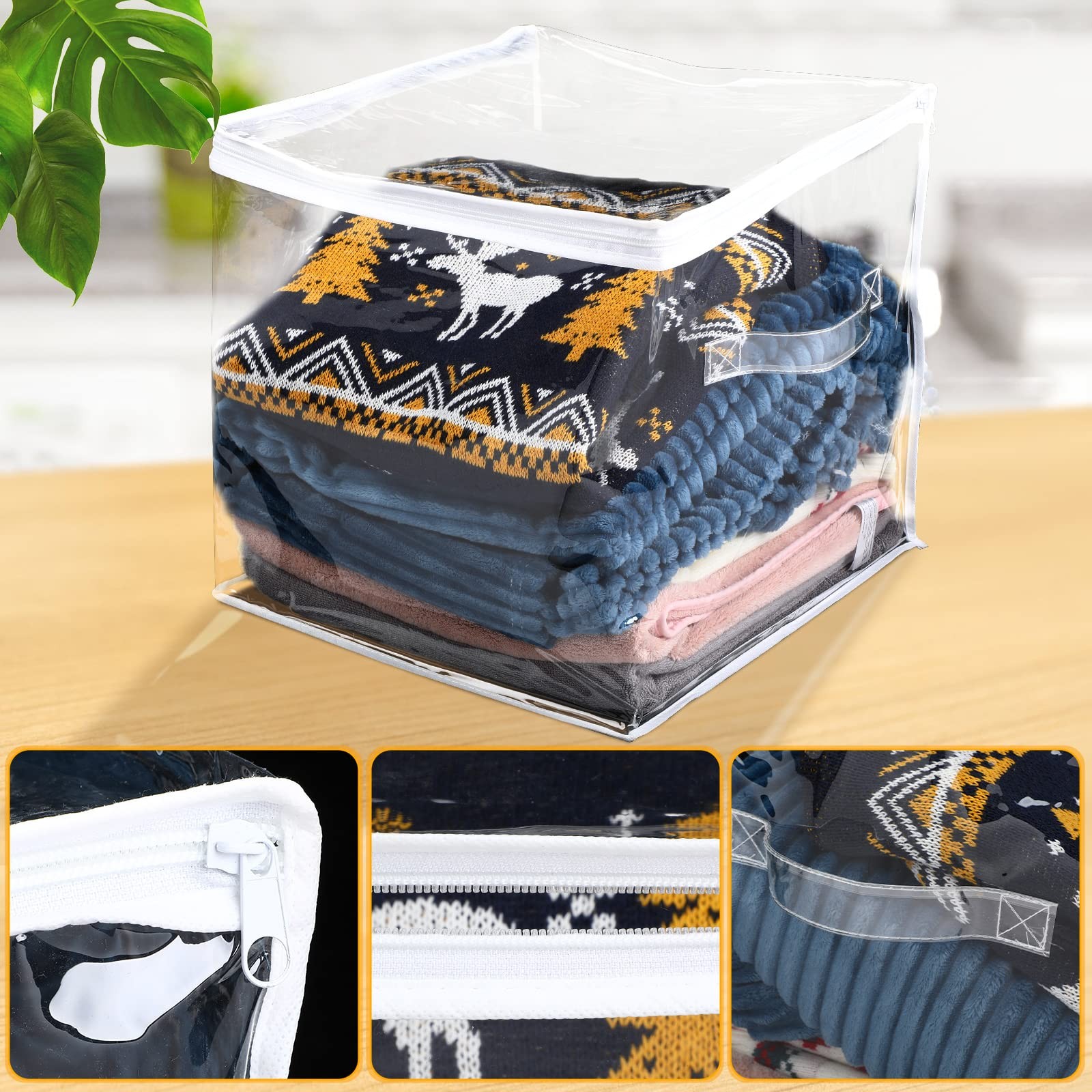 Newwiee 15 Pcs Clear Cube Storage Bins 14 X 14 X 14 Inch Plastic Zippered Cube