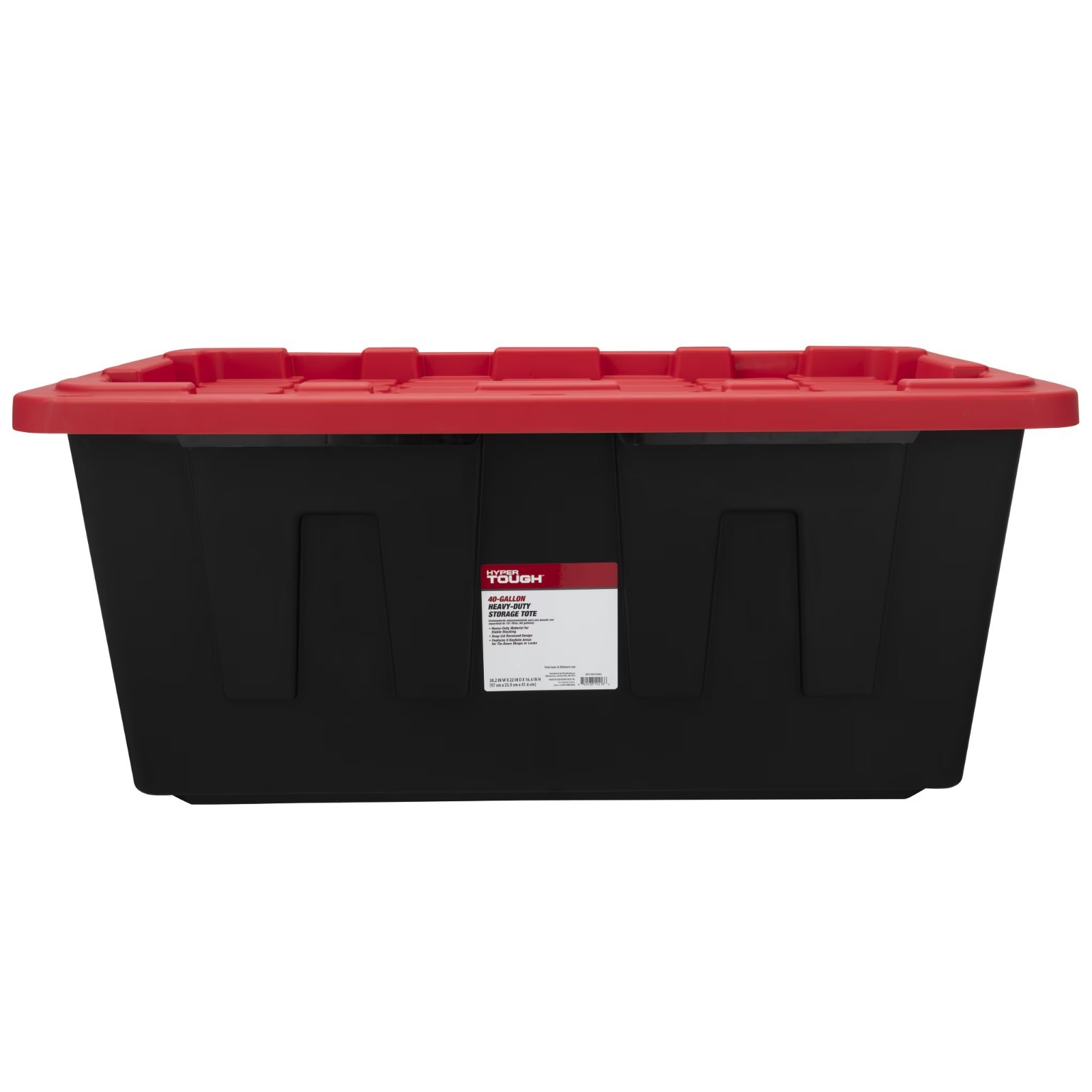 Hyper Tough 40 Gallon Storage Bins Heavy Duty Snap Lid Black Red Tote Pack of 2
