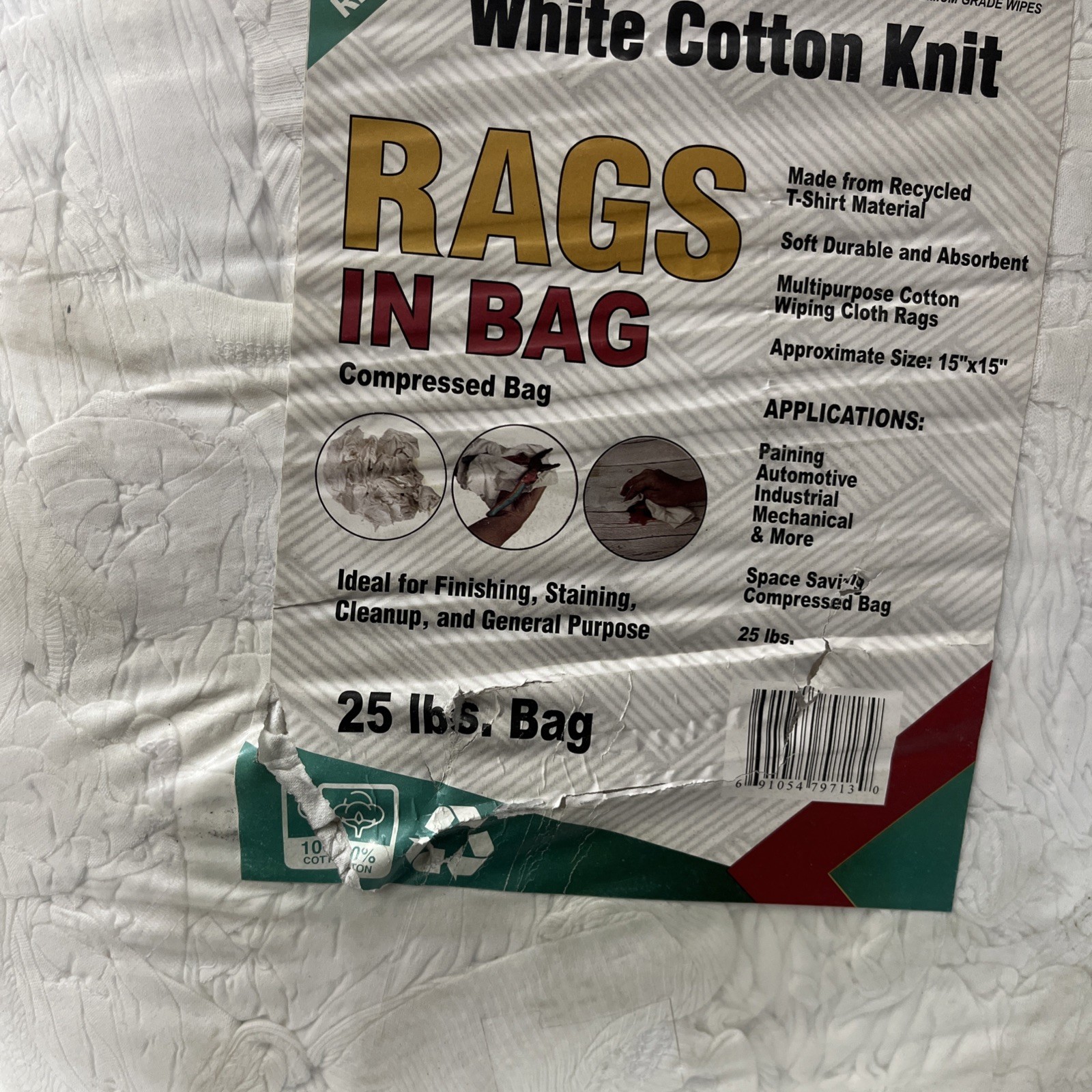 Supreme Plus White Cotton Knit Rags In Bag