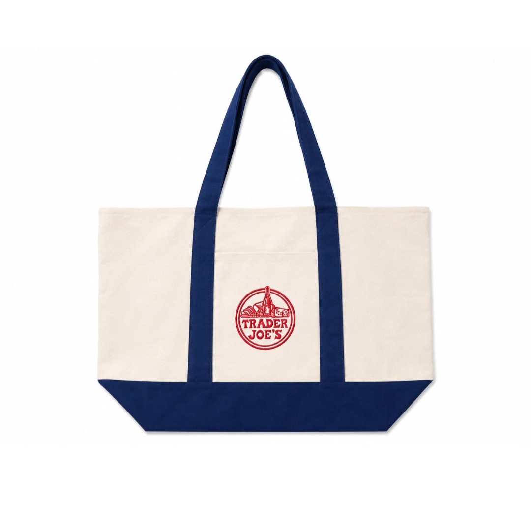 Set of Two (2) Trader Joe’s Canvas Tote Shopping Bag – LARGE CLASSIC NAVY BLUE