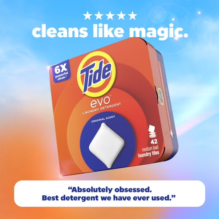 2 PACK Tide Evo Laundry Detergent Tiles, Original Tide Scent, 42 Count PACK