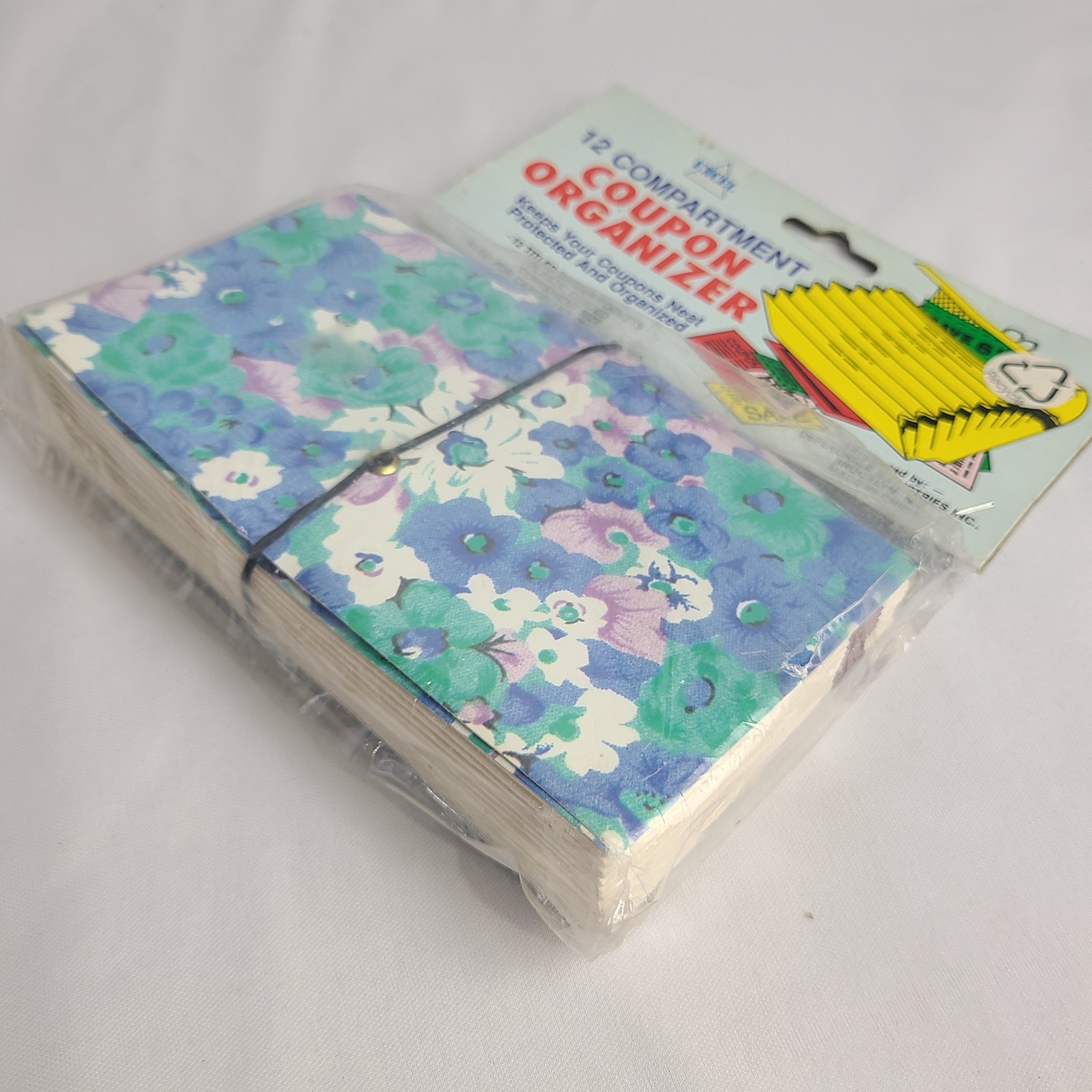Vintage NOS Coupon Organizer 90s Floral Print Excell 12 Compartment Expandable