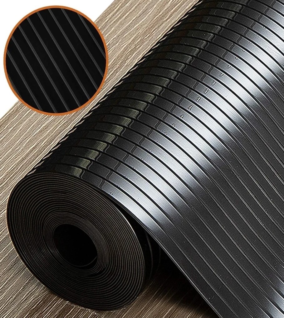 SinhRinh Drawer & Shelf Liner, Ribbed, Black, 17.5 in X 20 ft NEW