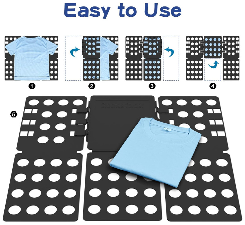 Adjustable T-Shirt Clothes Fast Folder Folding Board Laundry For Adult Organizer