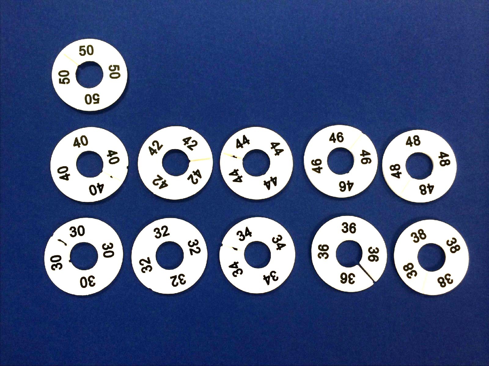 CLOTHING SIZE DIVIDERS- MENS- 30,32,34,36,38,40,42,44,46,48,50 **2 EACH SIZE**