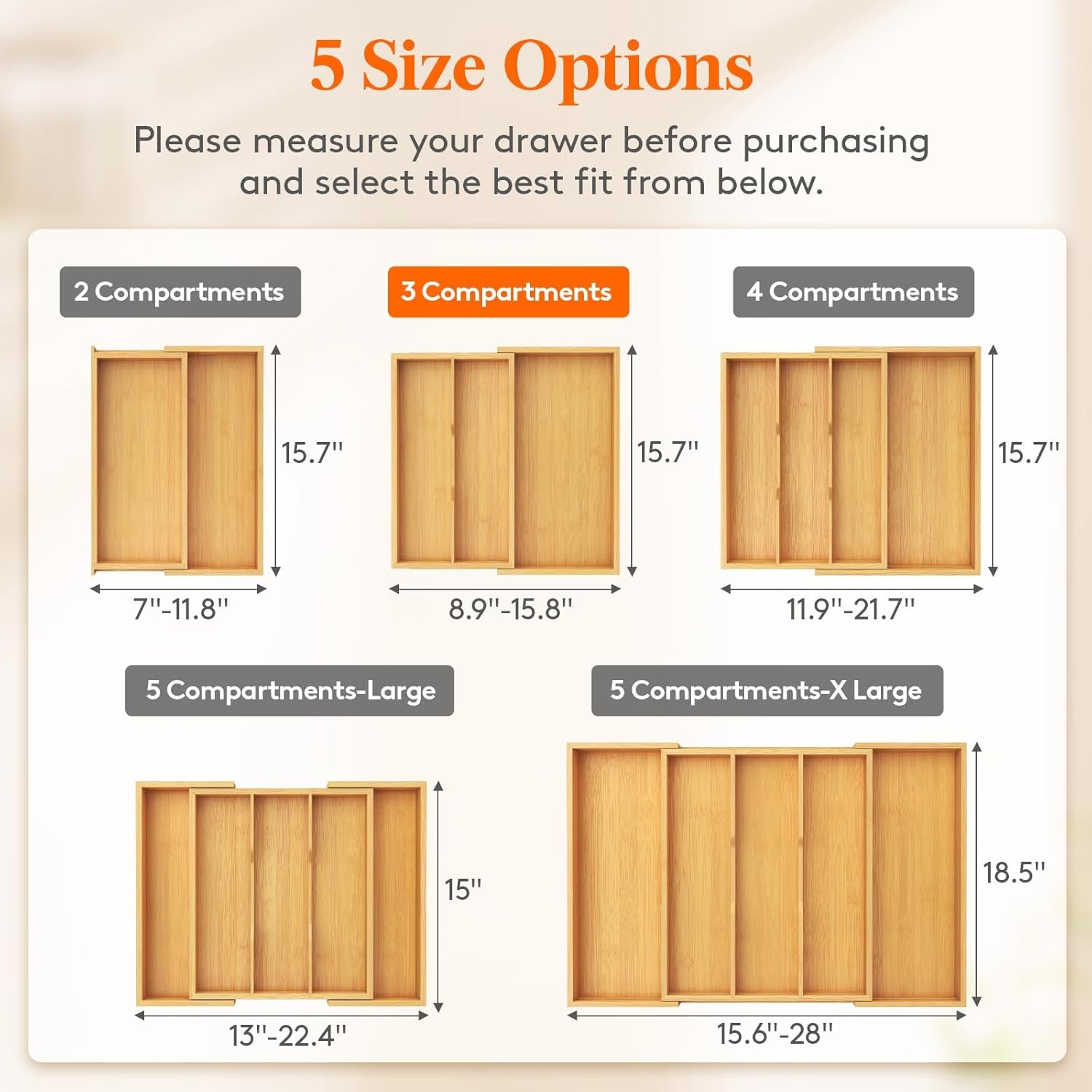 Utensil Organizer for Kitchen Drawer, Expandable Cooking Utensil Tray, Cutlery
