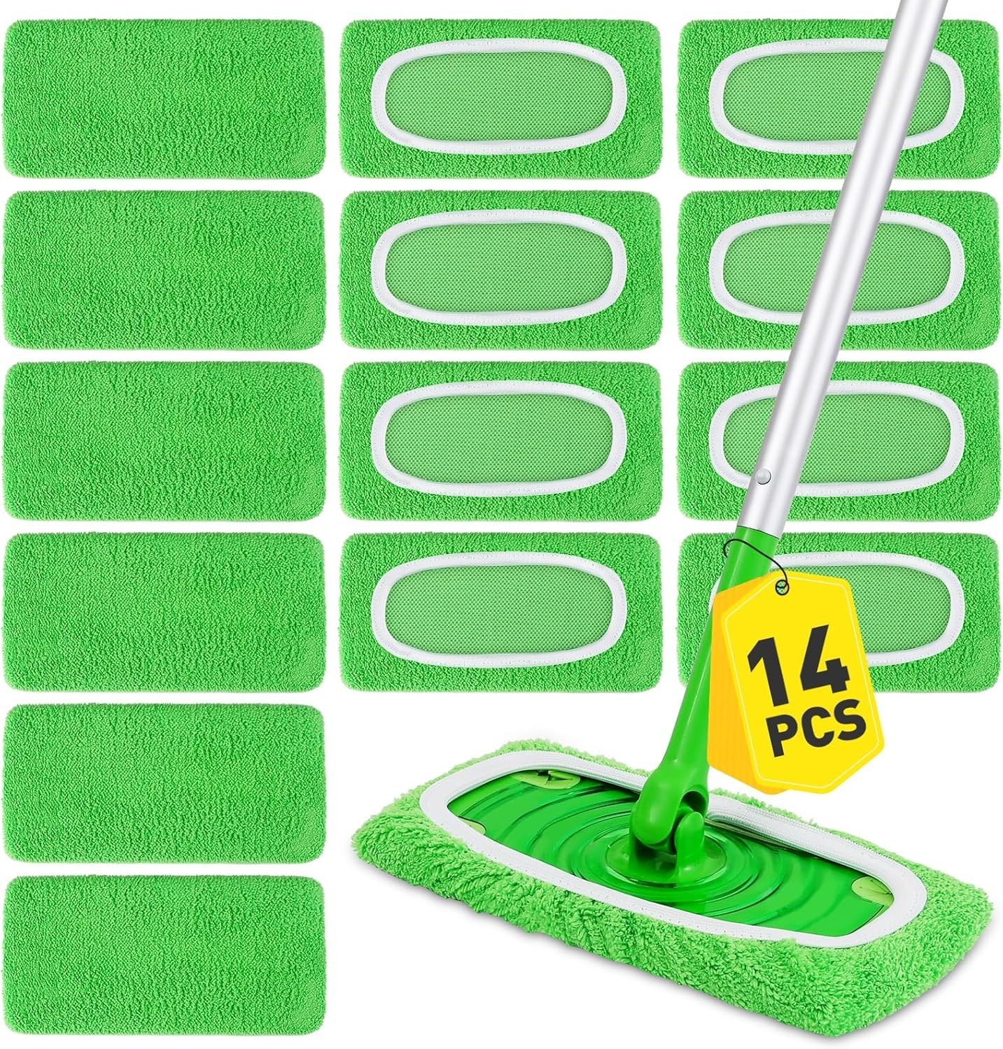 14 Reusable Microfiber Mop Pads – Eco-Friendly Washable Refills for All Floors
