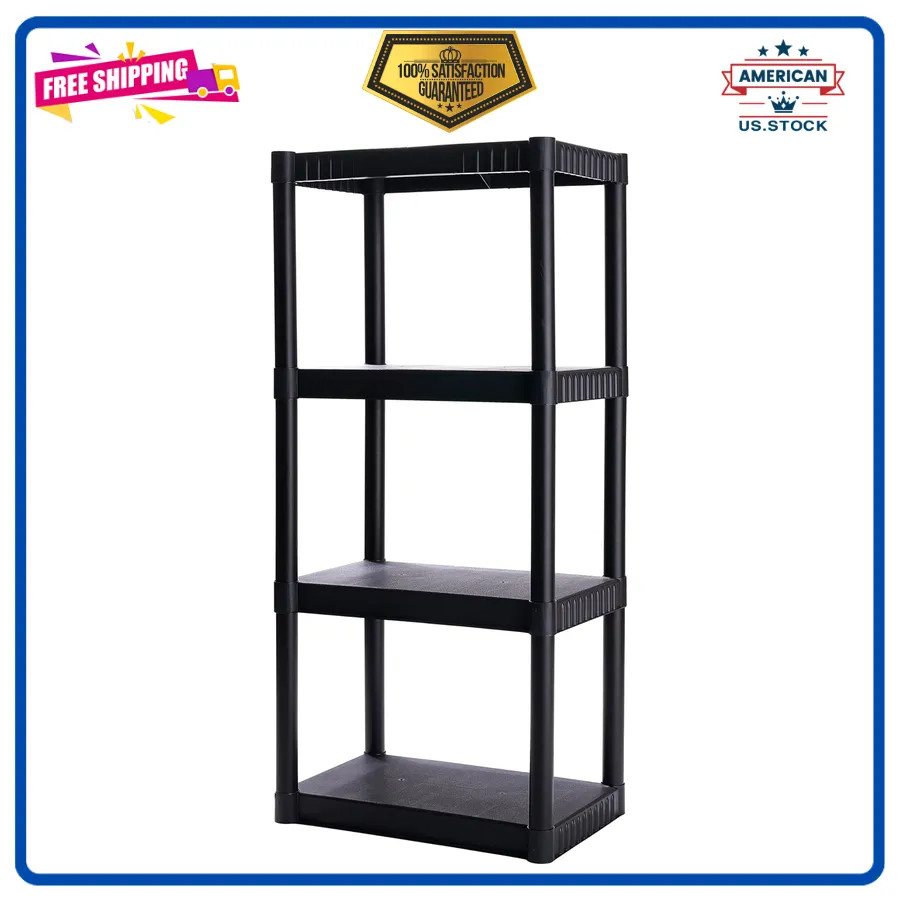 Plano 4-Shelf Plastic Storage Unit 48in x 23in x 14in 200lb Capacity Garage