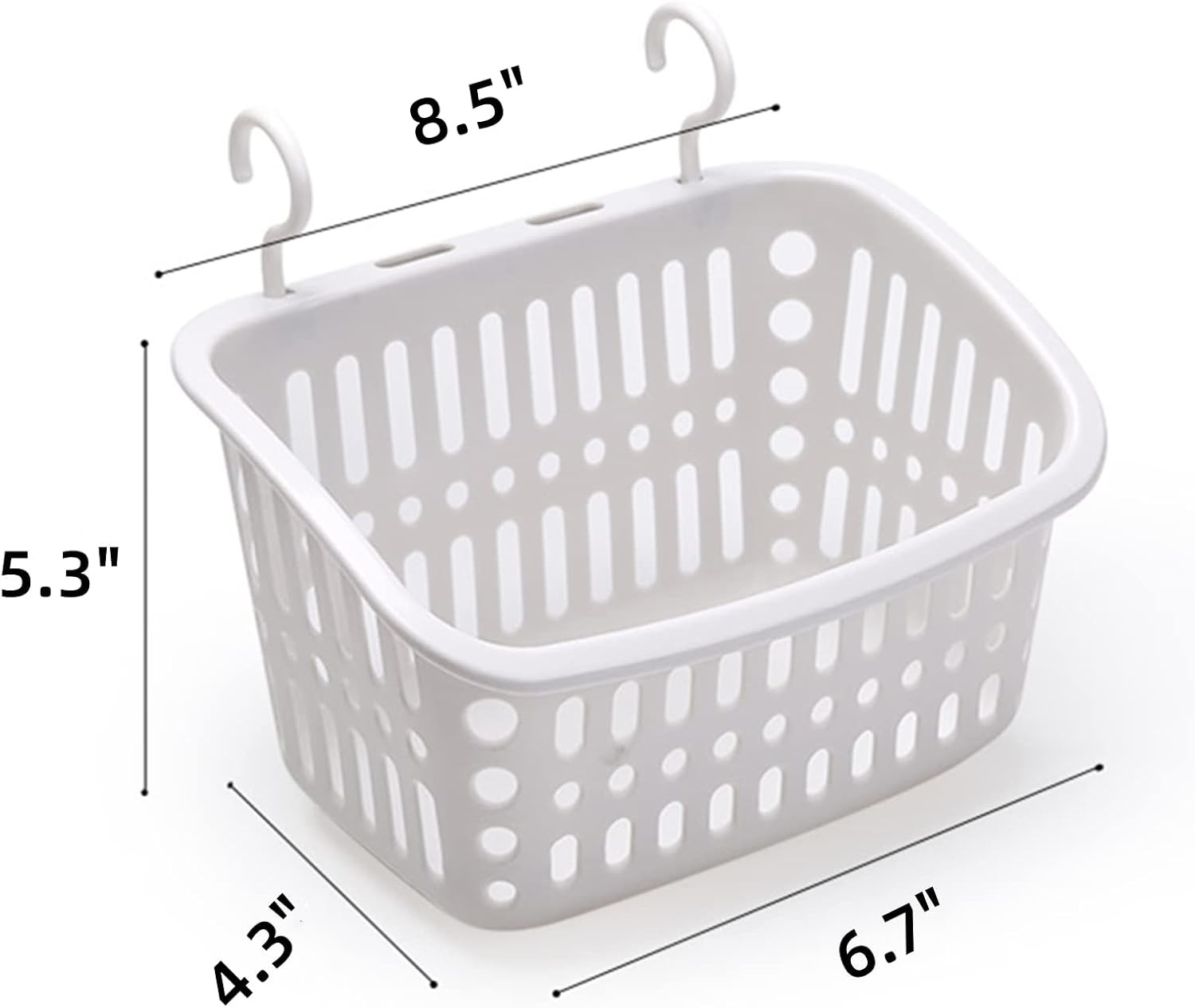 3PCS Grey Hanging Plastic Shower Baskets, Bathroom Storage w/ Hooks