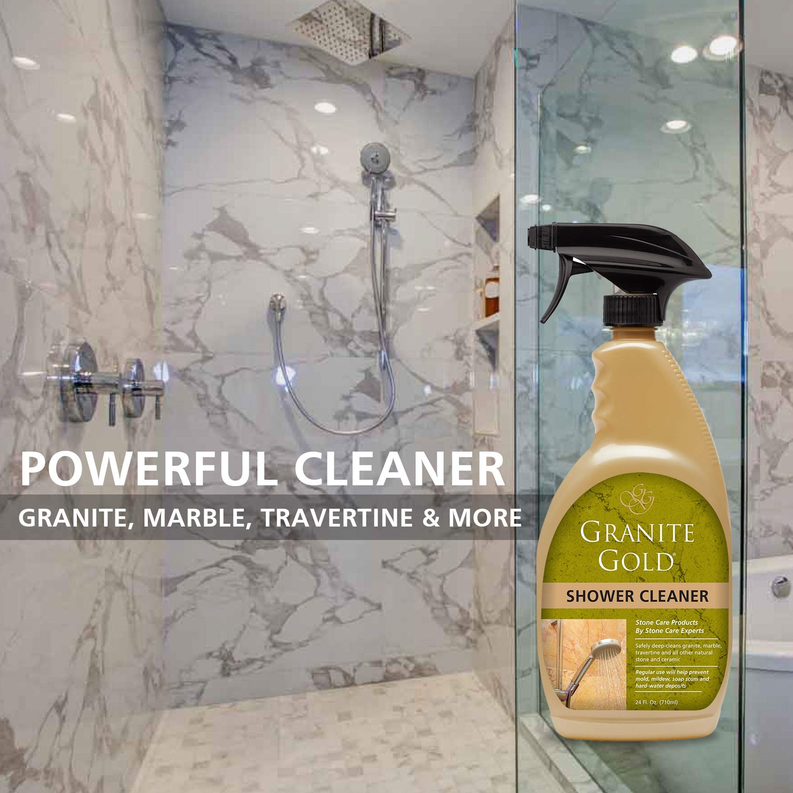 Shower Cleaner Spray for Quartz, Granite, Marble, Ceramic, and Other Stone Tu…