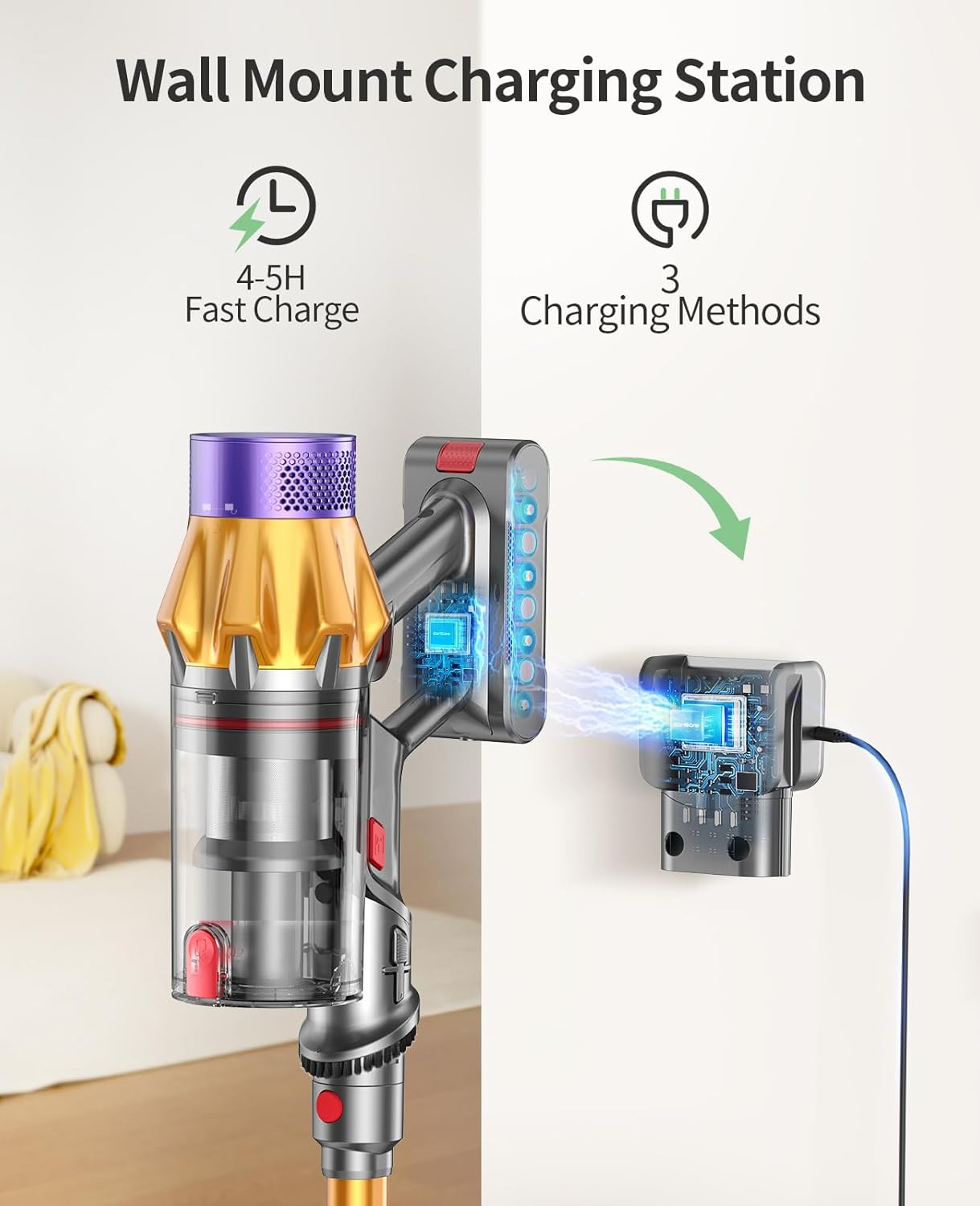 Cordless Vacuum Cleaner, 600W 50KPA 65Mins Cordless Stick Vacuum Cleaner with To