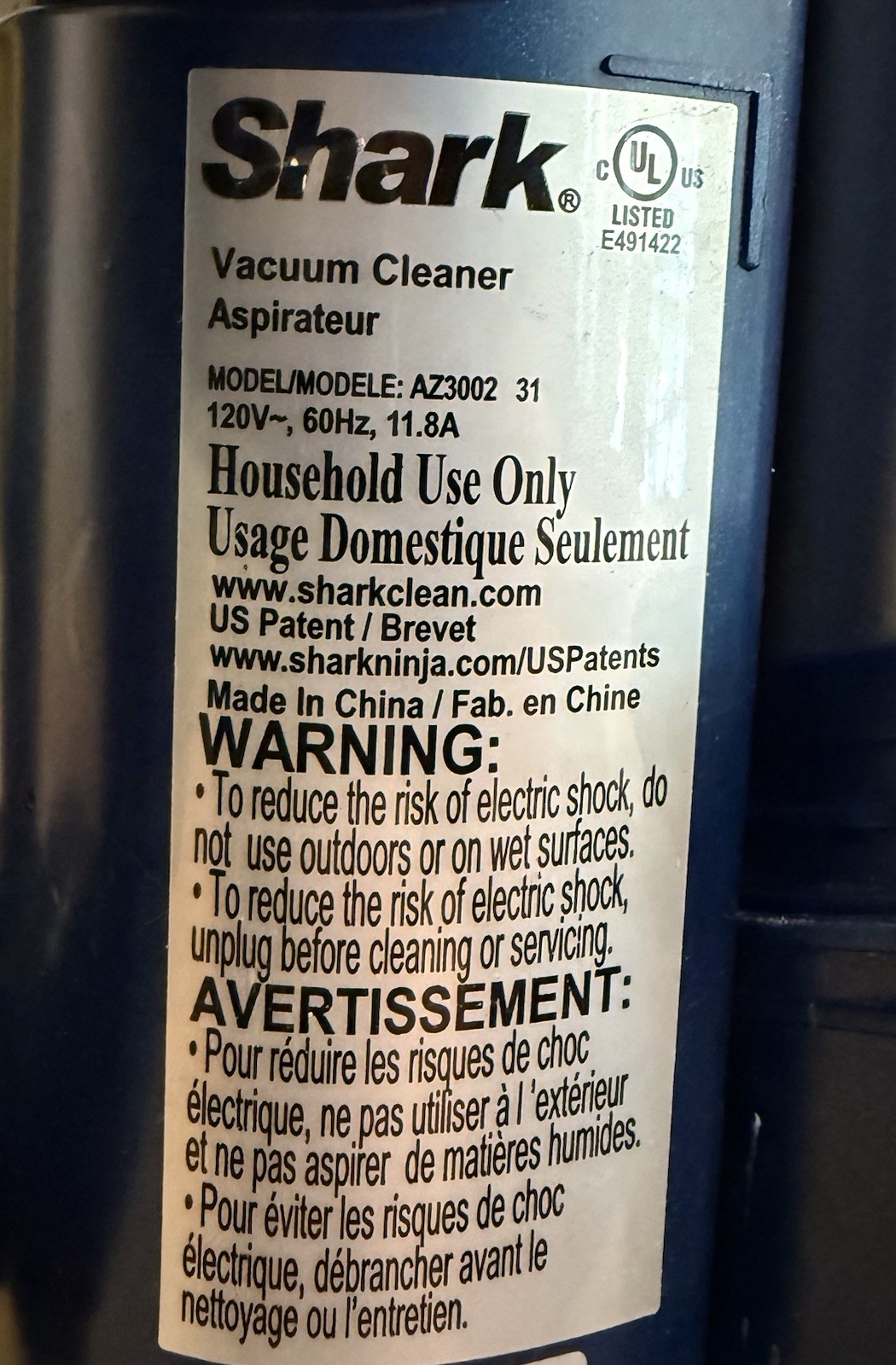 Shark Stratos Powered Lift Away DuoClean Powerfins HairPro Vacuum CleanerAZ3002