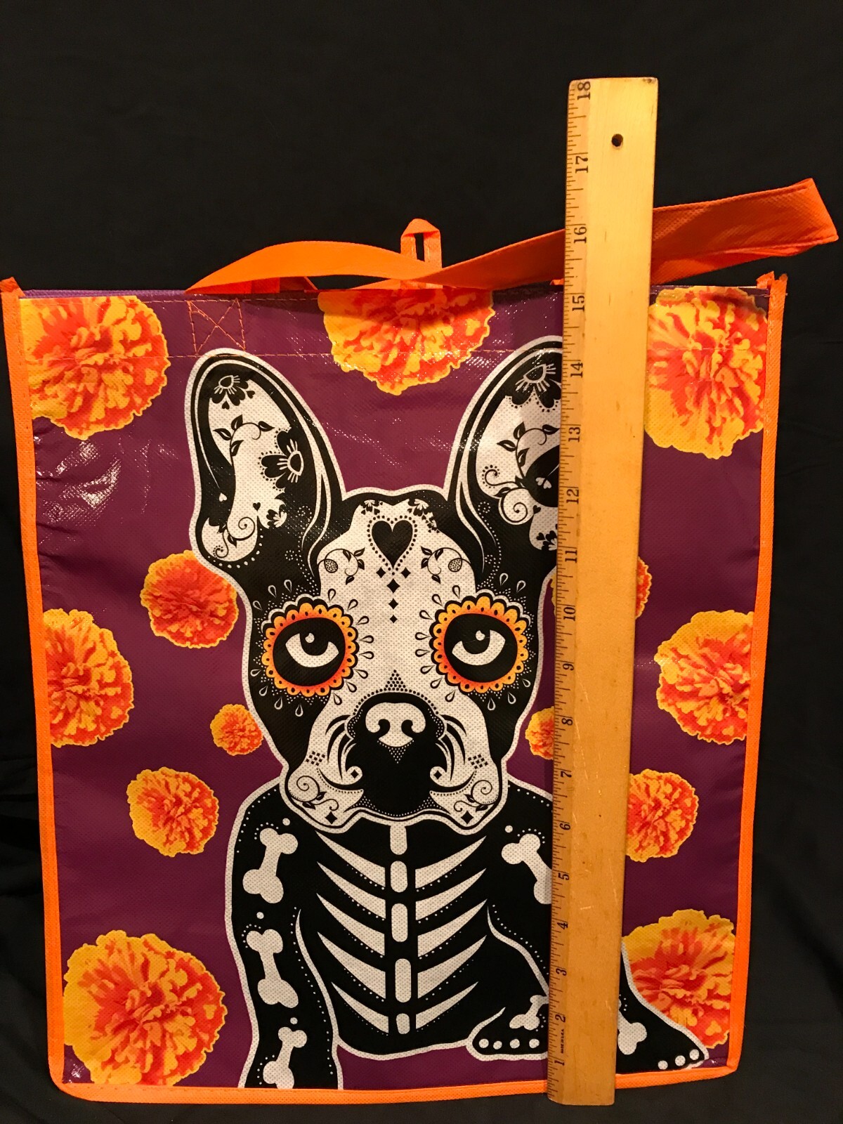 French Bulldog Puppy Reusable Shopping Grocery Gift Bag Approx. 5 3/4 x 13 x 14″
