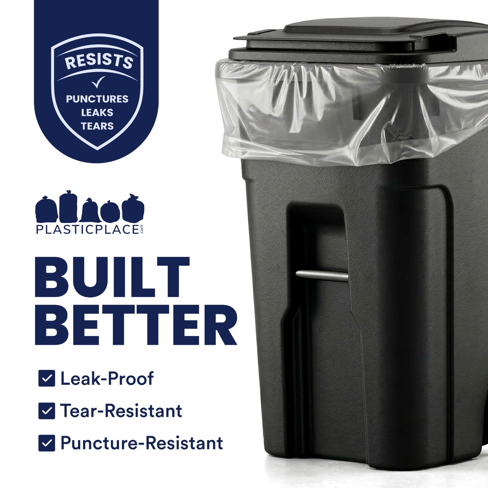 Plasticplace 95-96 Gallon Trash Bags – Clear, Case of 50 Garbage Bags