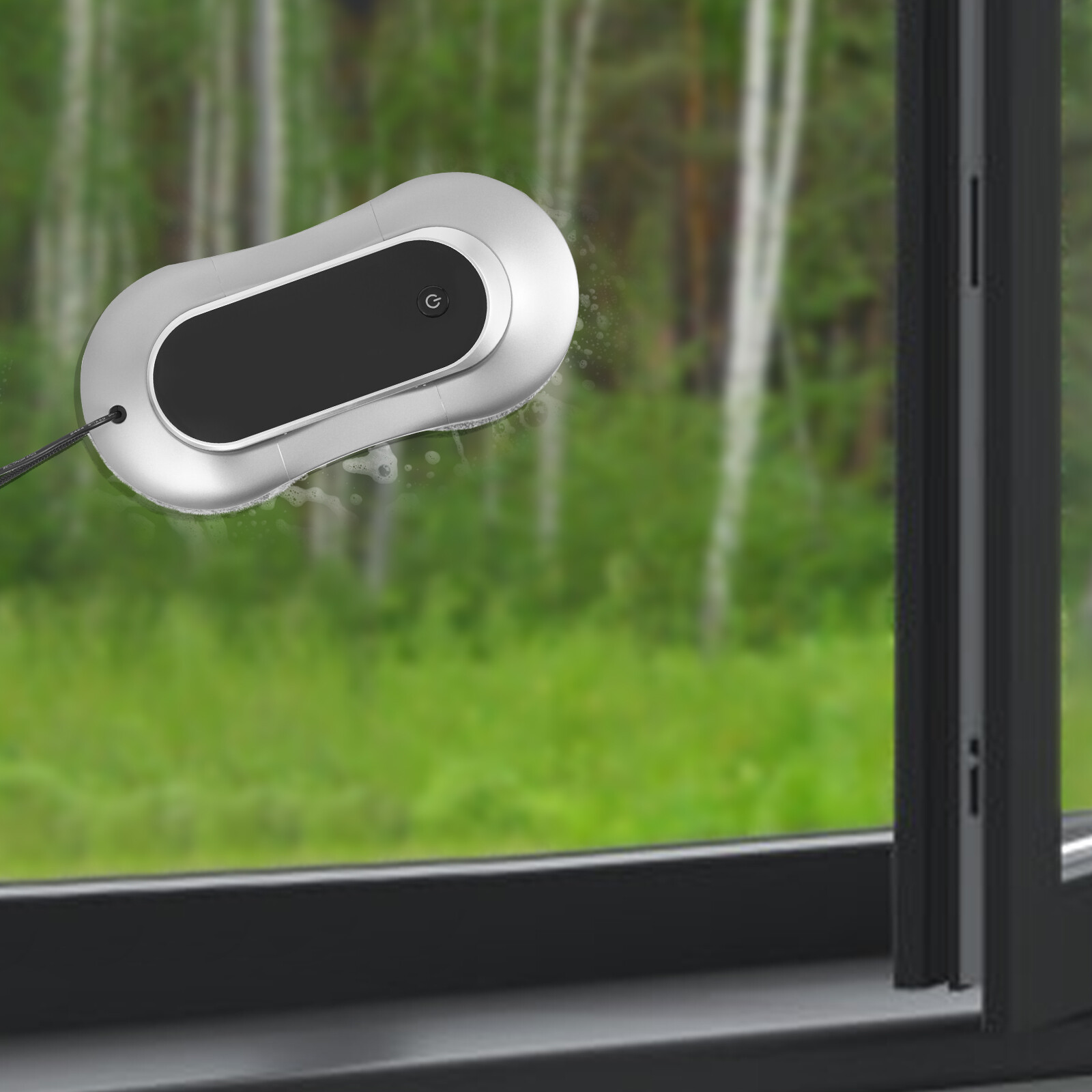 80W Bilateral Ultrasonic Nozzles Remote Silver-gray Smart Window Cleaning Robot