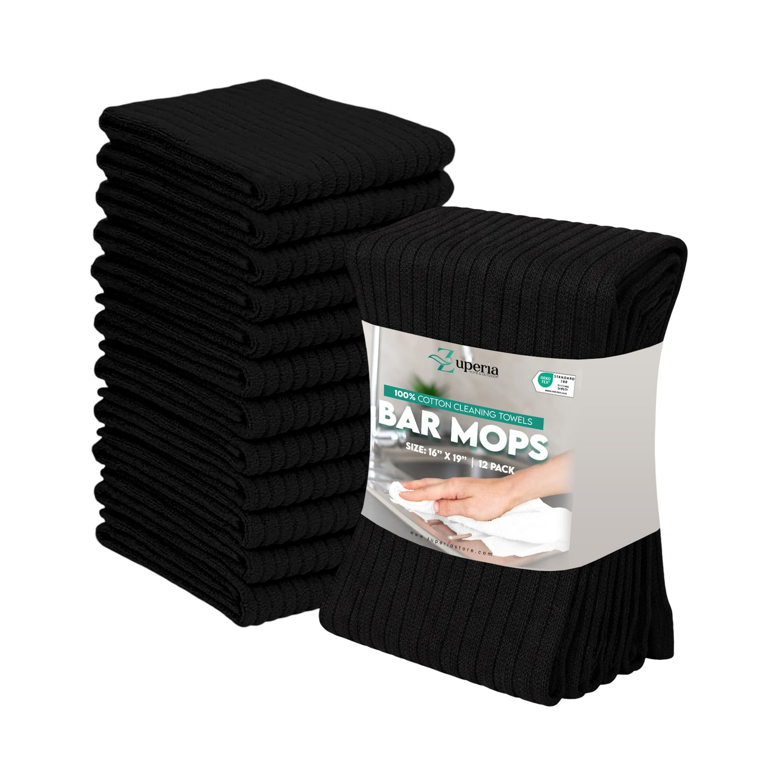 Bar Mop Kitchen Towels – Pack of 12 (16″x19”) 100% Ring Spun Cotton – Dish Wa…