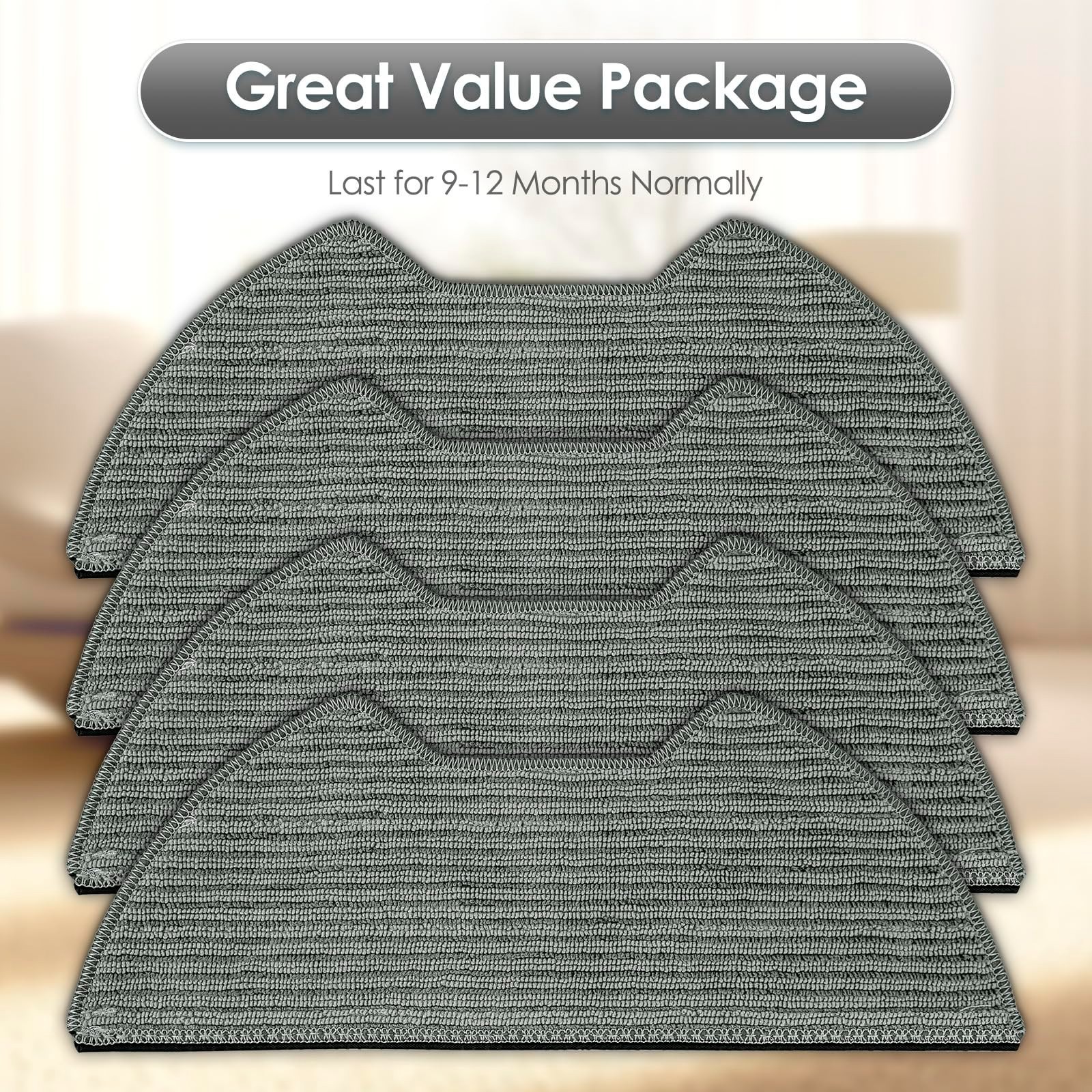 4 Pack Replacement Mop Pads for Shark Matrix Plus Robot Vacuum, Washable Cloths