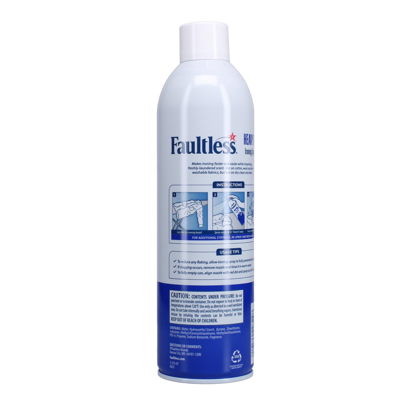 Faultless Heavy Hold Ironing Enhancer Spray Starch – 20 oz (3 Pack)