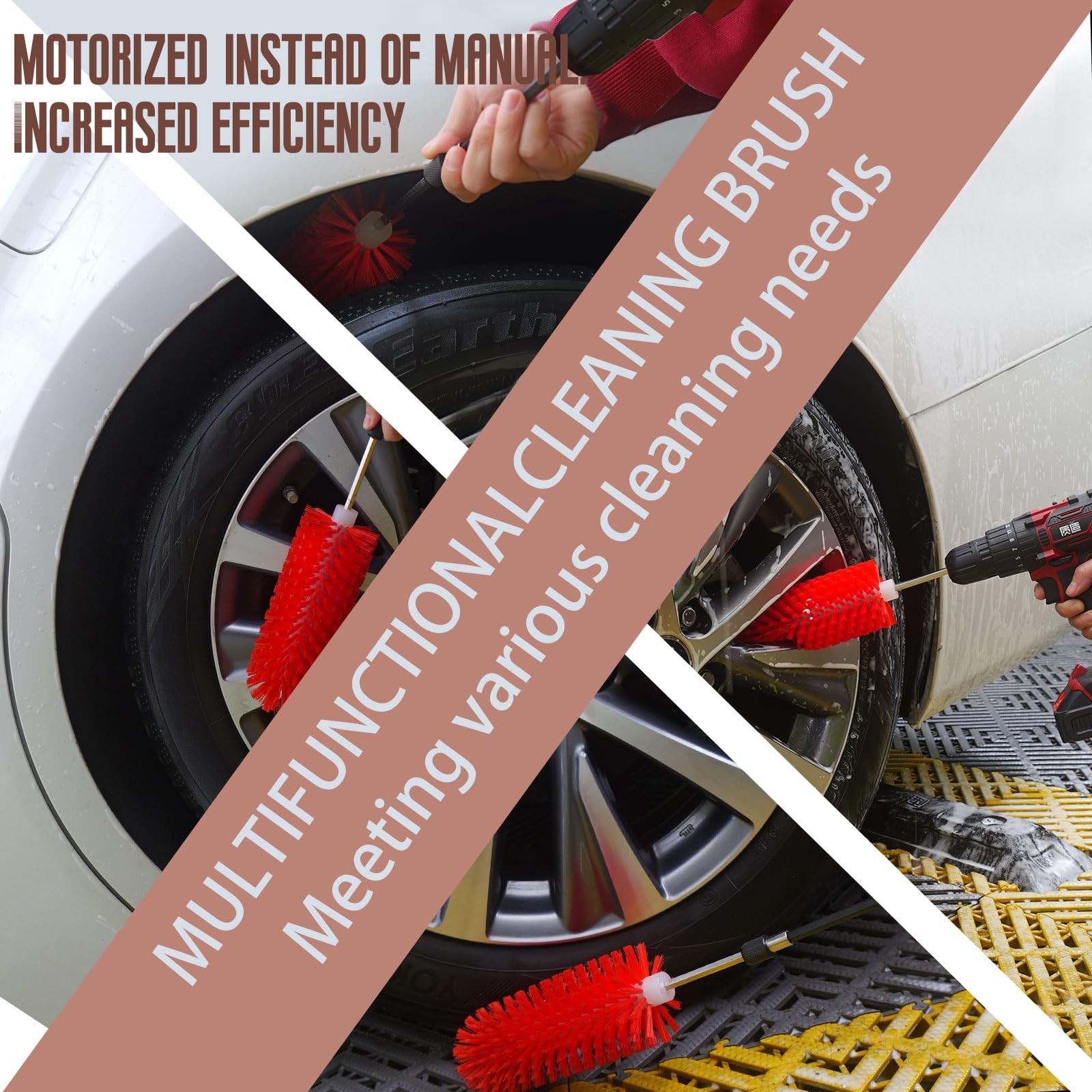 Wheel Brush, Soft Drill Wheel Cleaner Brush, Highly Dense Durable Rim Cleaner