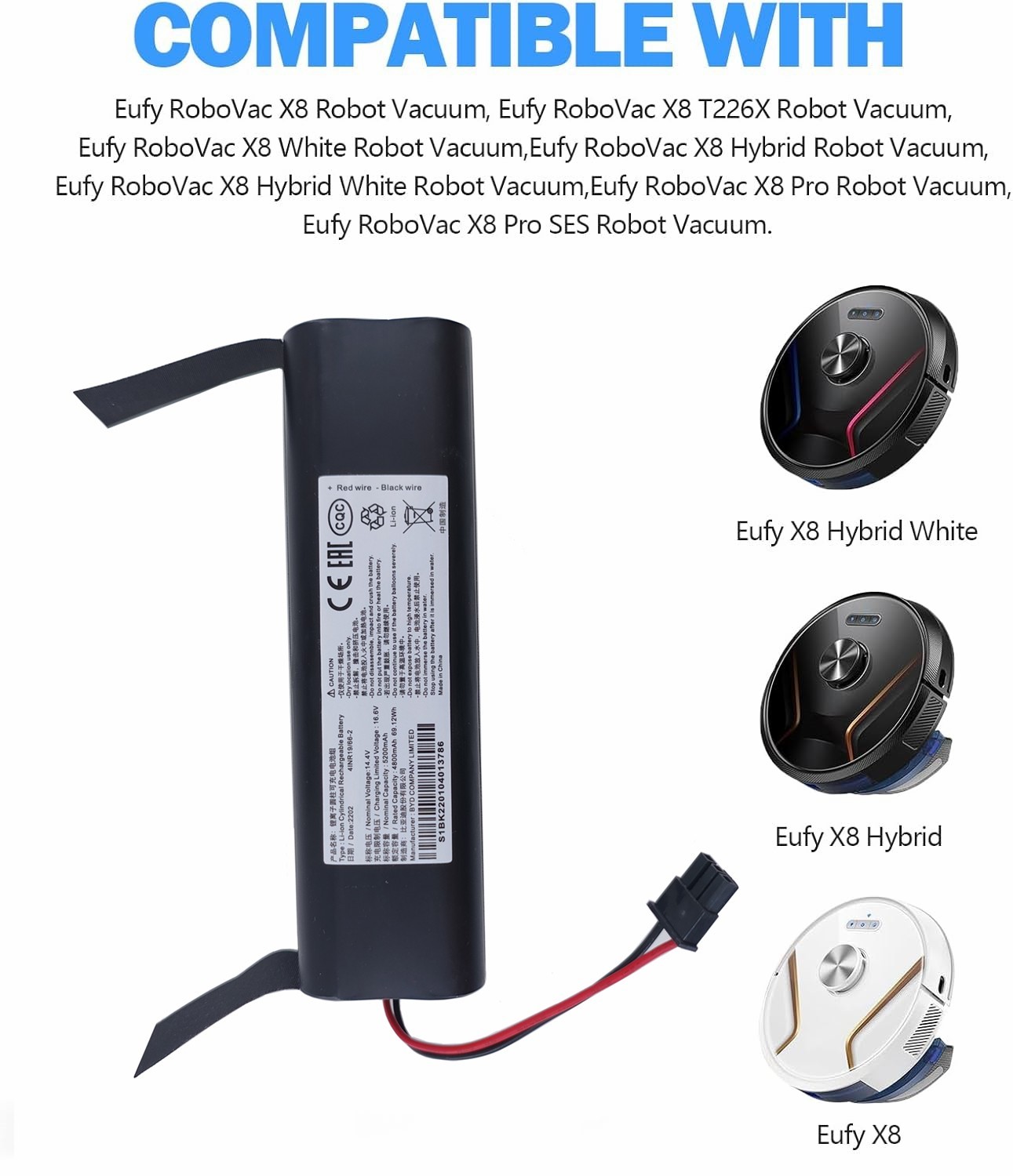5200mAh New Battery for Eufy RoboVac X8 Hybrid , X8 Pro PA61 Series Robot Vacuum