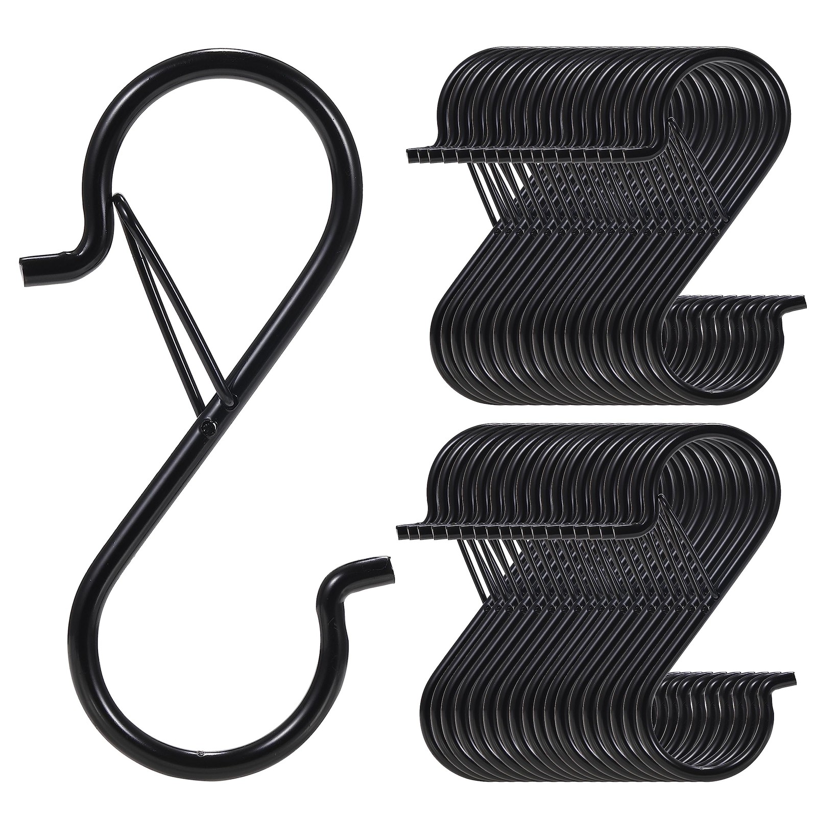 24 PCS S Hooks for Hanging with Safety Buckle, Heavy 3.5 Inch 24 Pcs, Black