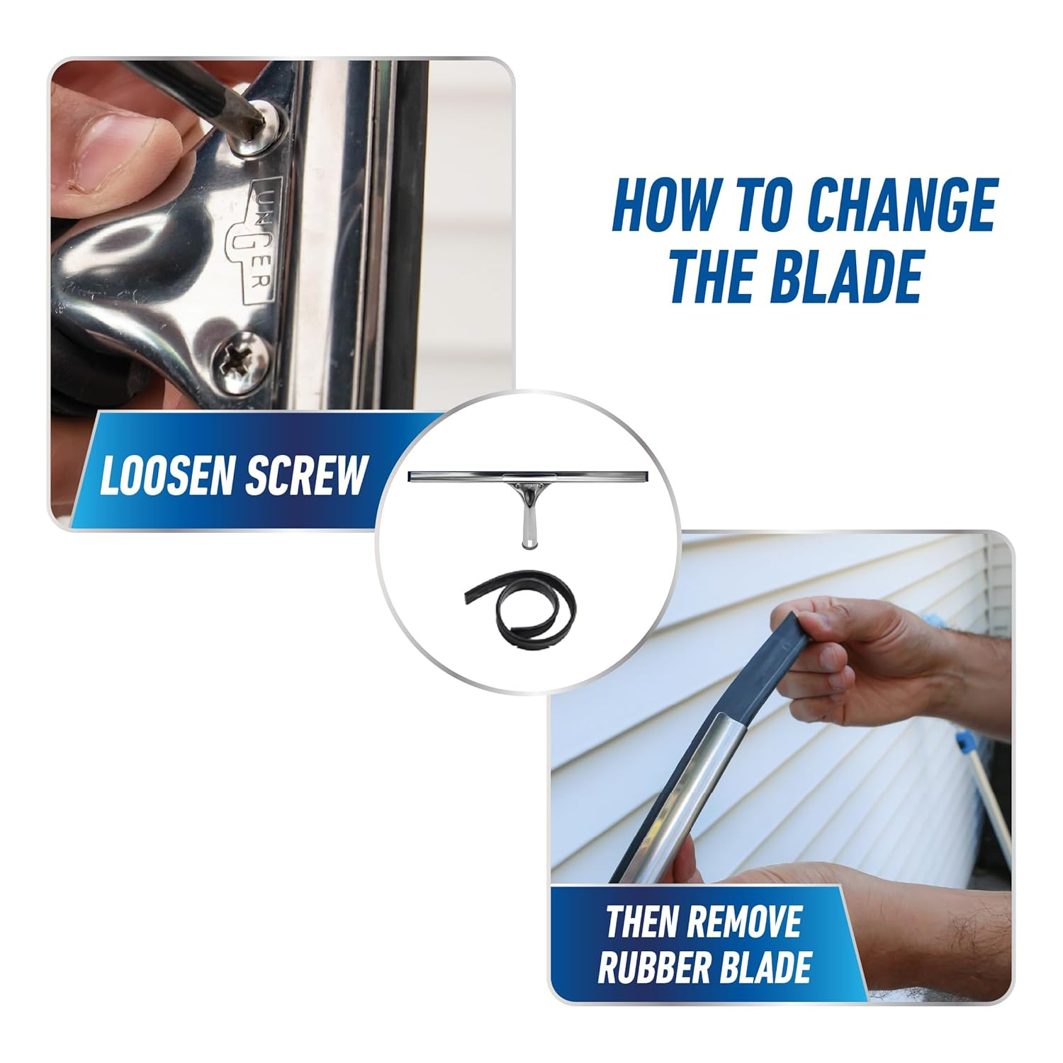 16 Inch Stainless Steel Window Squeegee Professional Streak Free Cleaner