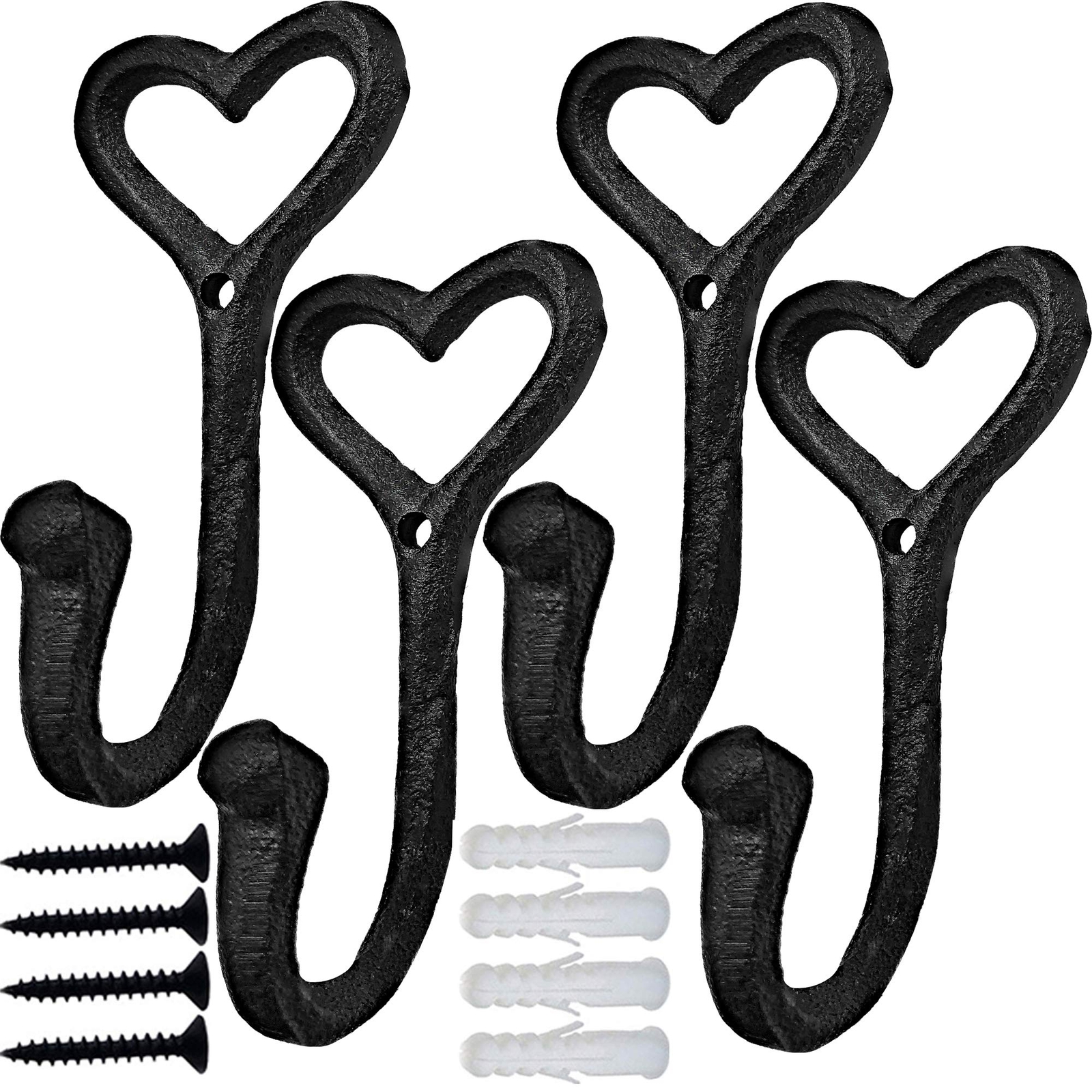 4 Pcs Decorative Wall Hooks Cast Iron Vintage Coat Towel Hooks for Bath Kitchen
