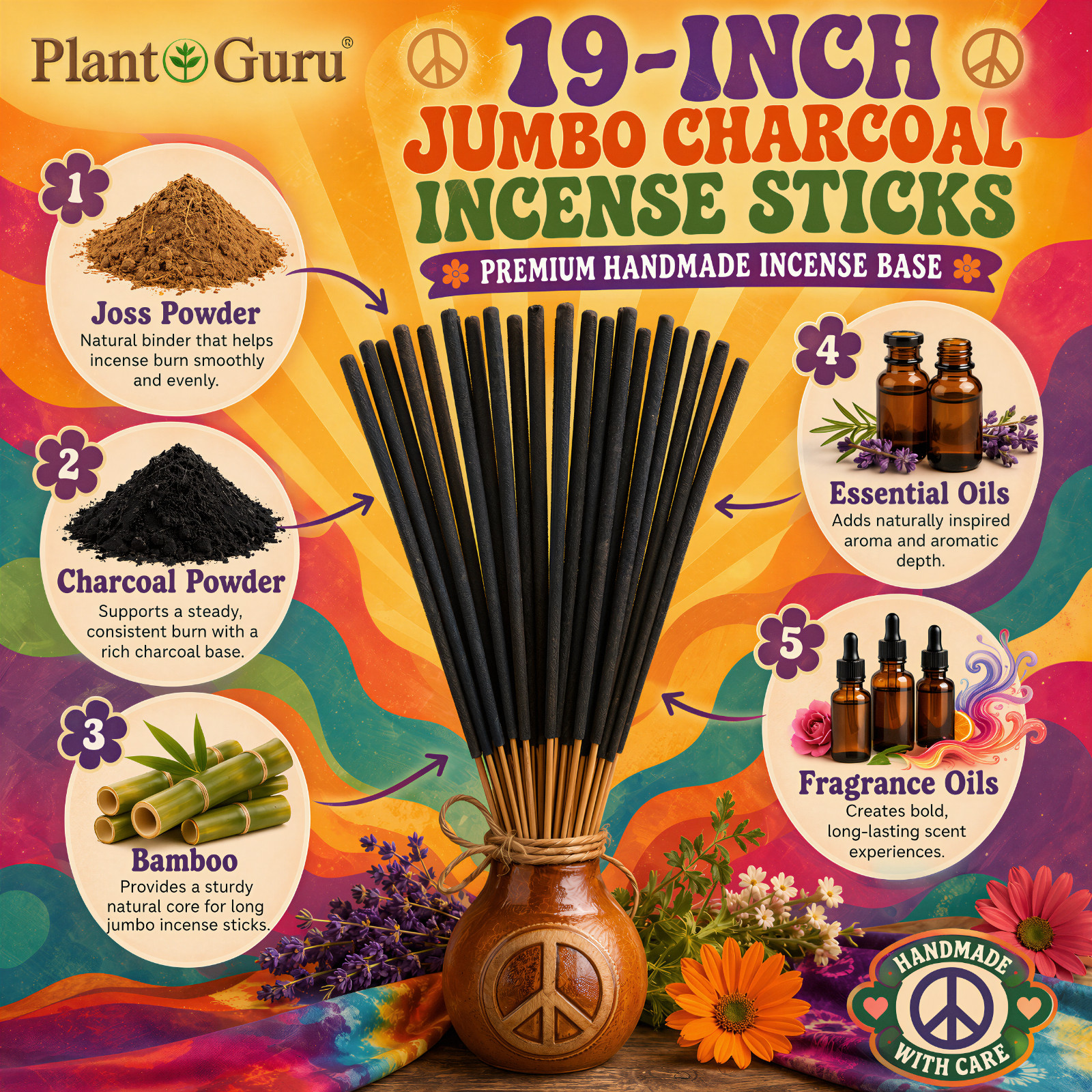 15 Jumbo Incense Sticks 19 inch Long Bulk Wholesale 19″ Hand Dipped Variety Lot