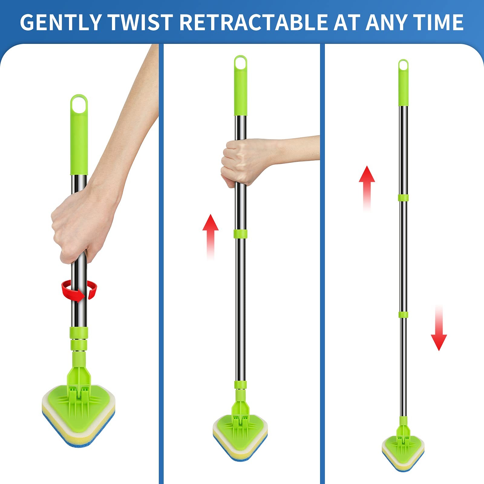 JDNOZW 2 in 1 Scrub Cleaning Brush with 37” Long Extendable Handle,1 Silver