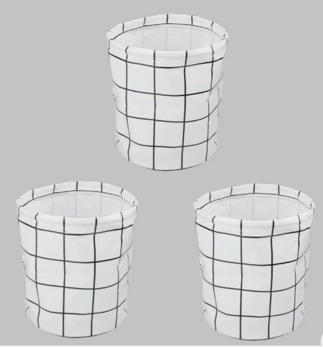 White and Black Checkered Collapsible Storage Bins, 3 Count