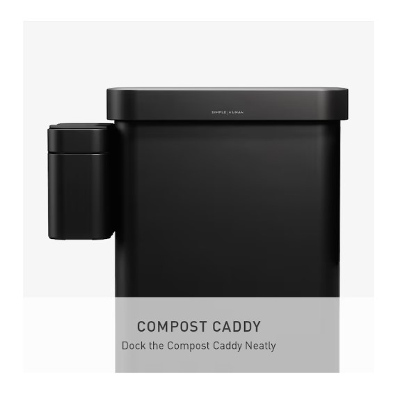 Simplehuman 55L rectangular step can with liner pocket matte black steel