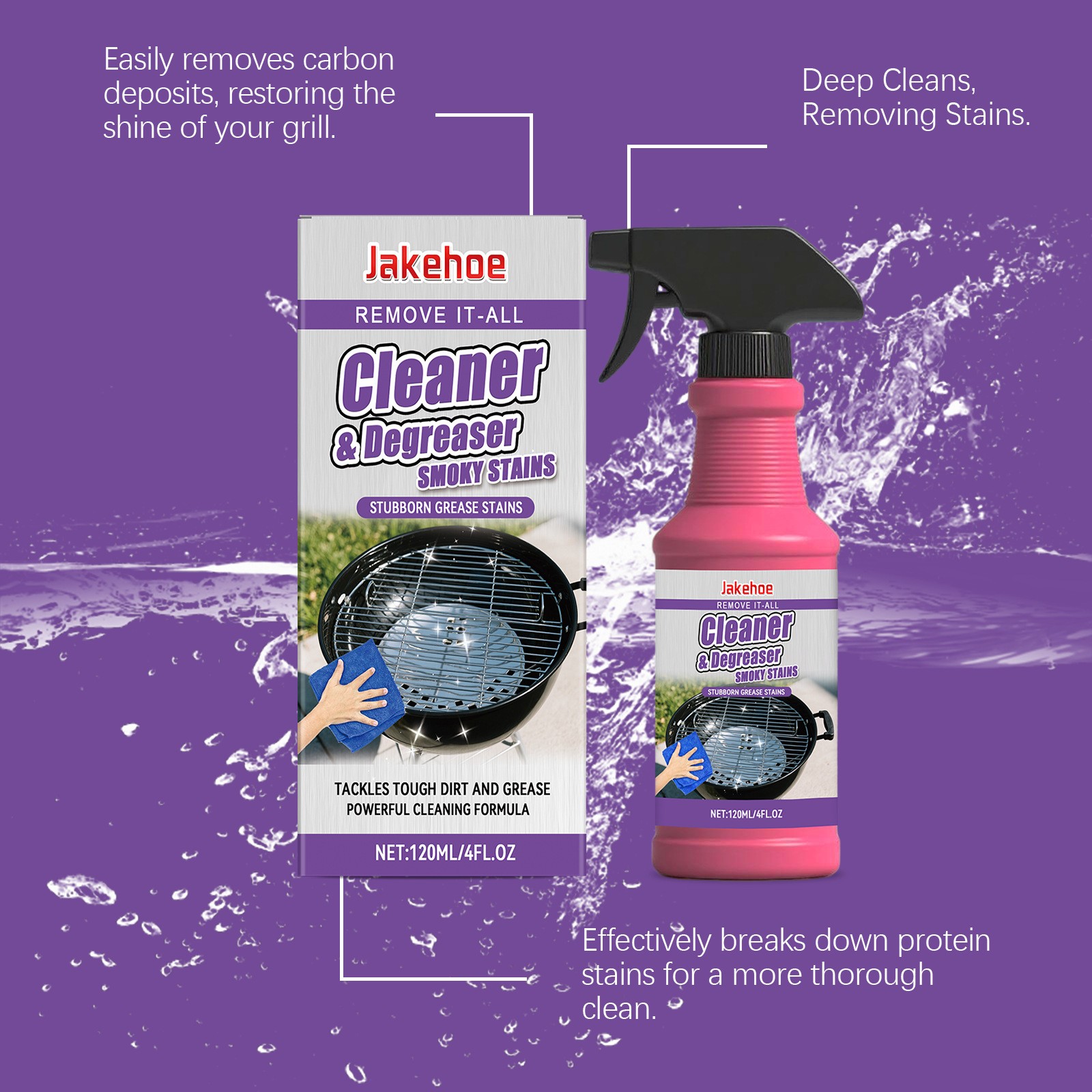 Heavy Duty Grill Degreaser Spray, Fast-Acting BBQ Cleaner for Outdoor Grills