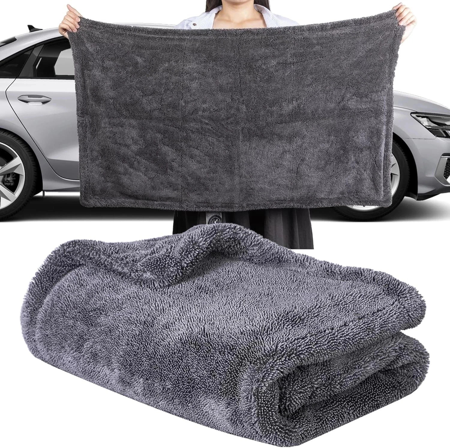 Water Absorbing Car Wash Microfiber Drying Towel Twisted Loop 24 x 35″ 1500GSM