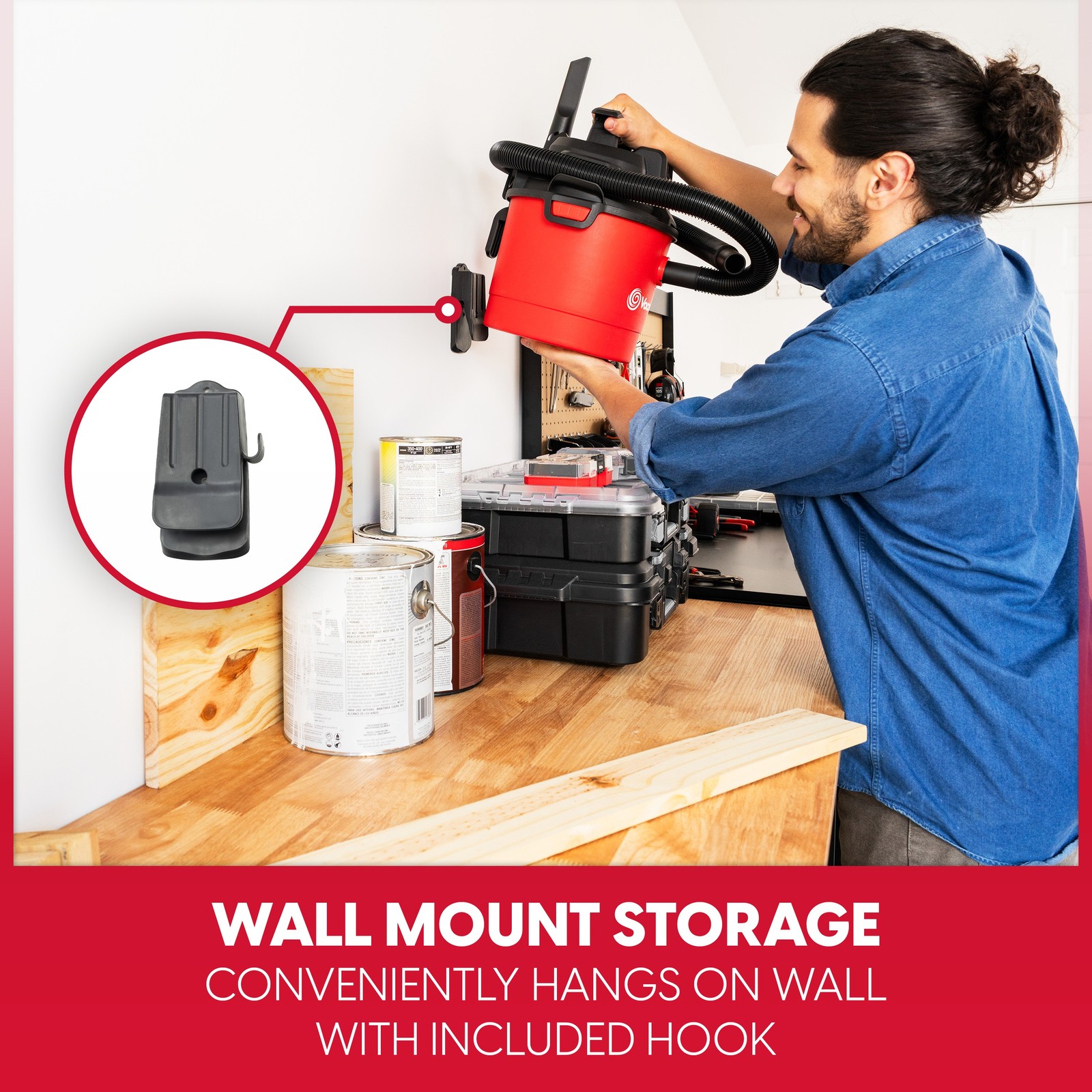 Vacmaster Wet/Dry Vacuum Cleaner, 2.5 Gallon 9kPa Wall Mount with Blower