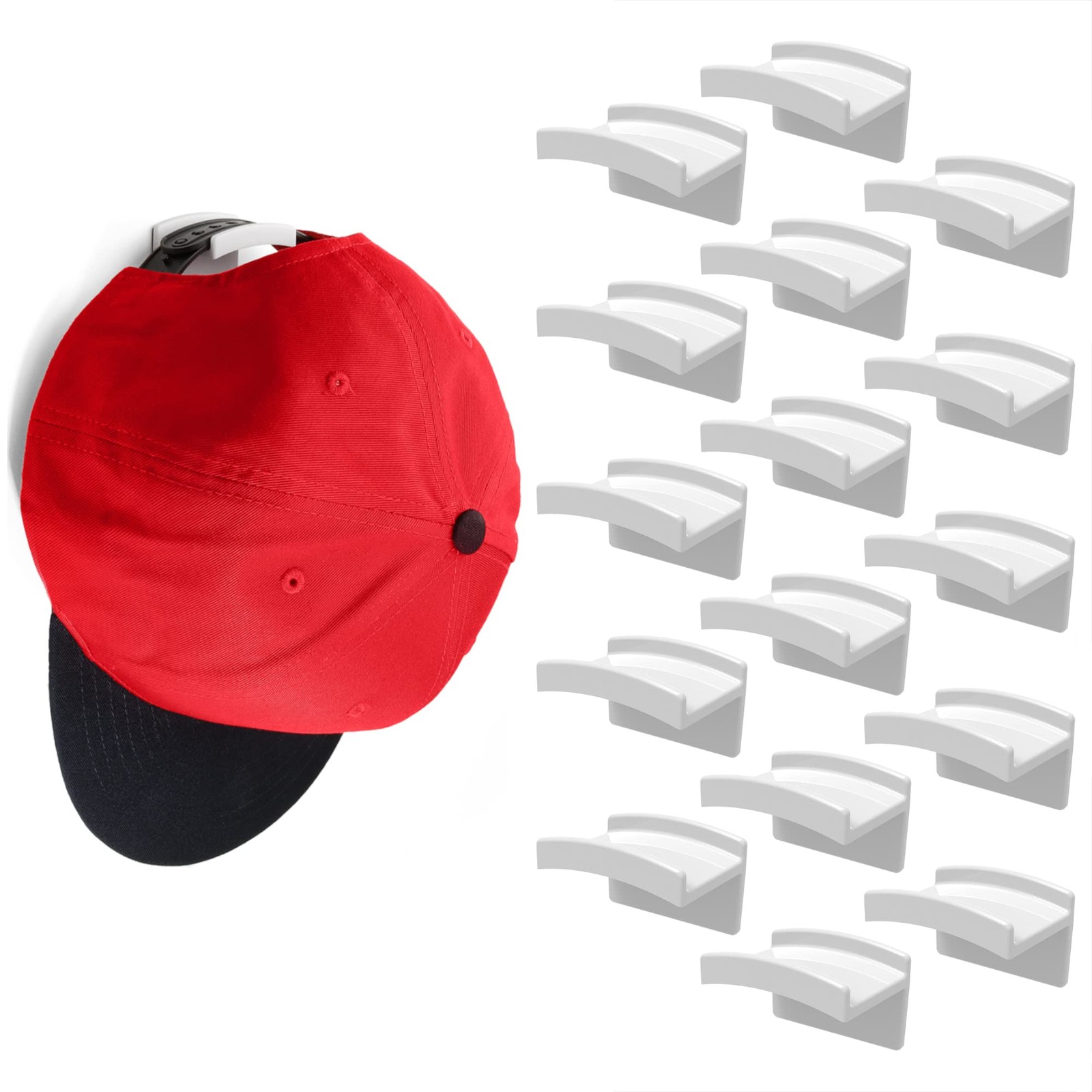 Modern JP Adhesive Hat Hooks for Wall (16-Pack) – Minimalist Rack White